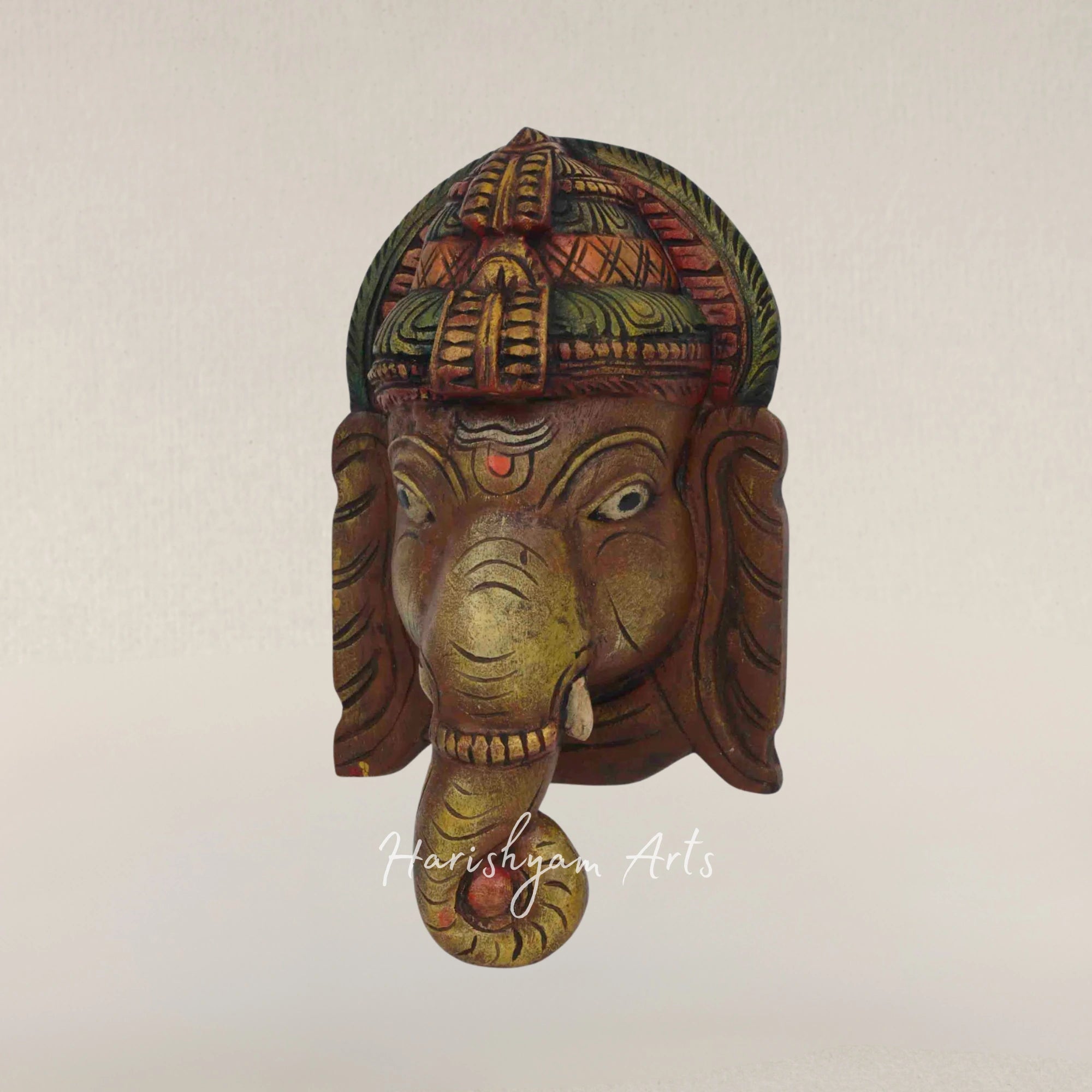 17" Auspicious Lord Ganesh Sacred Wall Mounted Head Sculpture