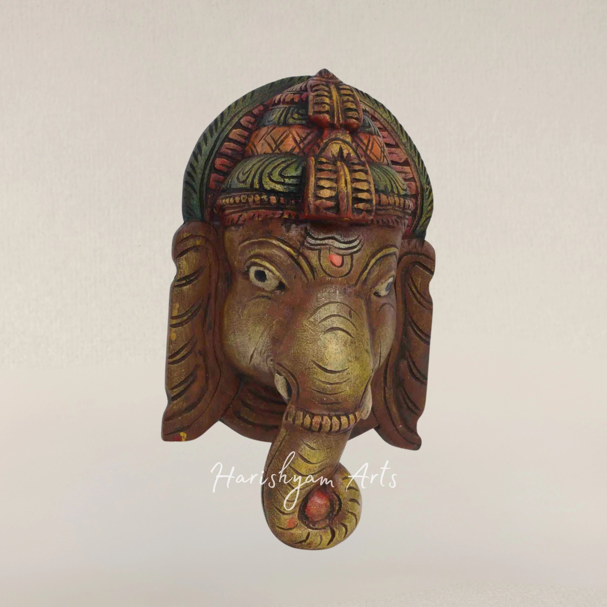17" Auspicious Lord Ganesh Sacred Wall Mounted Head Sculpture