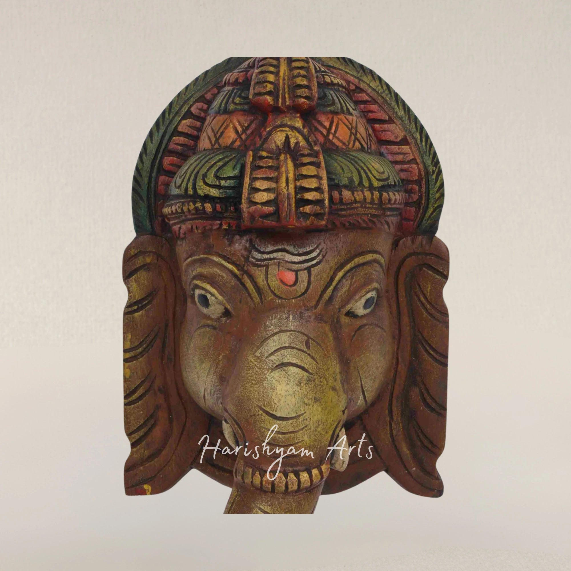 17" Auspicious Lord Ganesh Sacred Wall Mounted Head Sculpture
