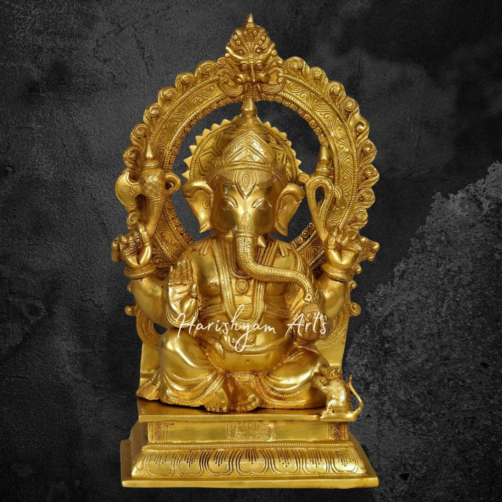 17" Brass Ganesh Statue