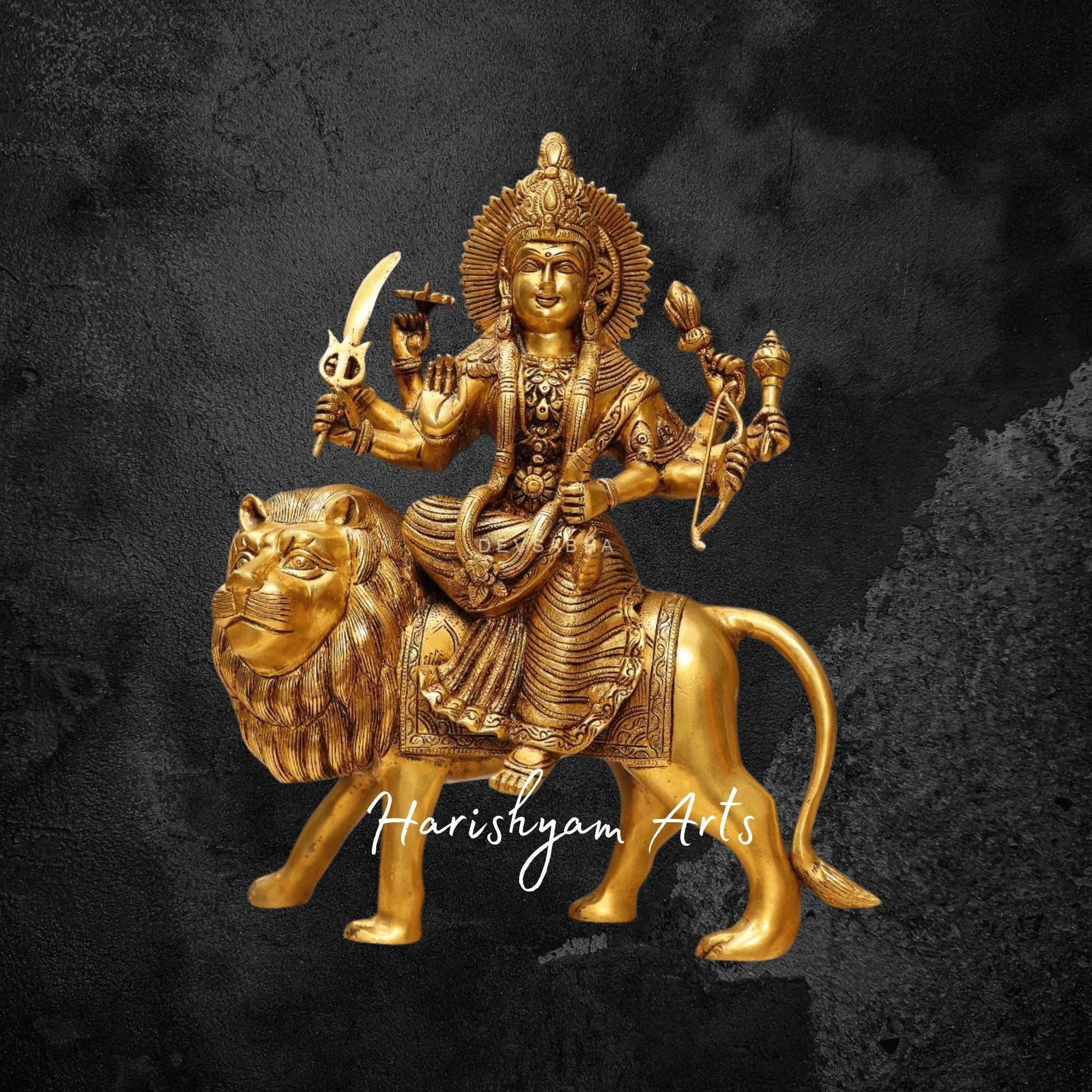 17" Elegant Brass Durga Idol for Home & Office Decor