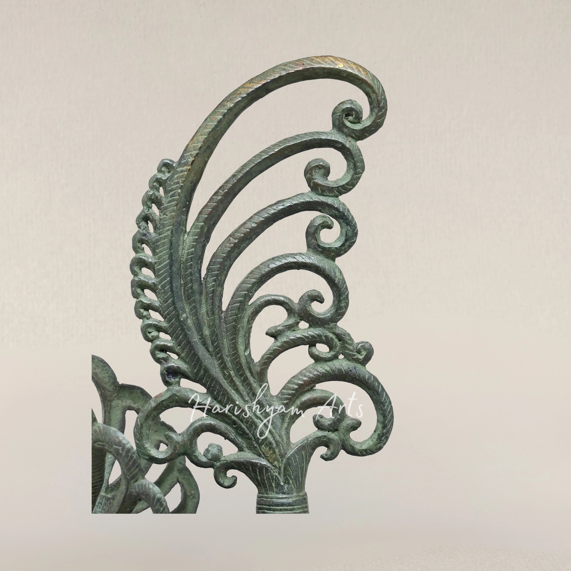 17" Enchanted Mythical Bird Brass Sculpture on Wooden Pedestal