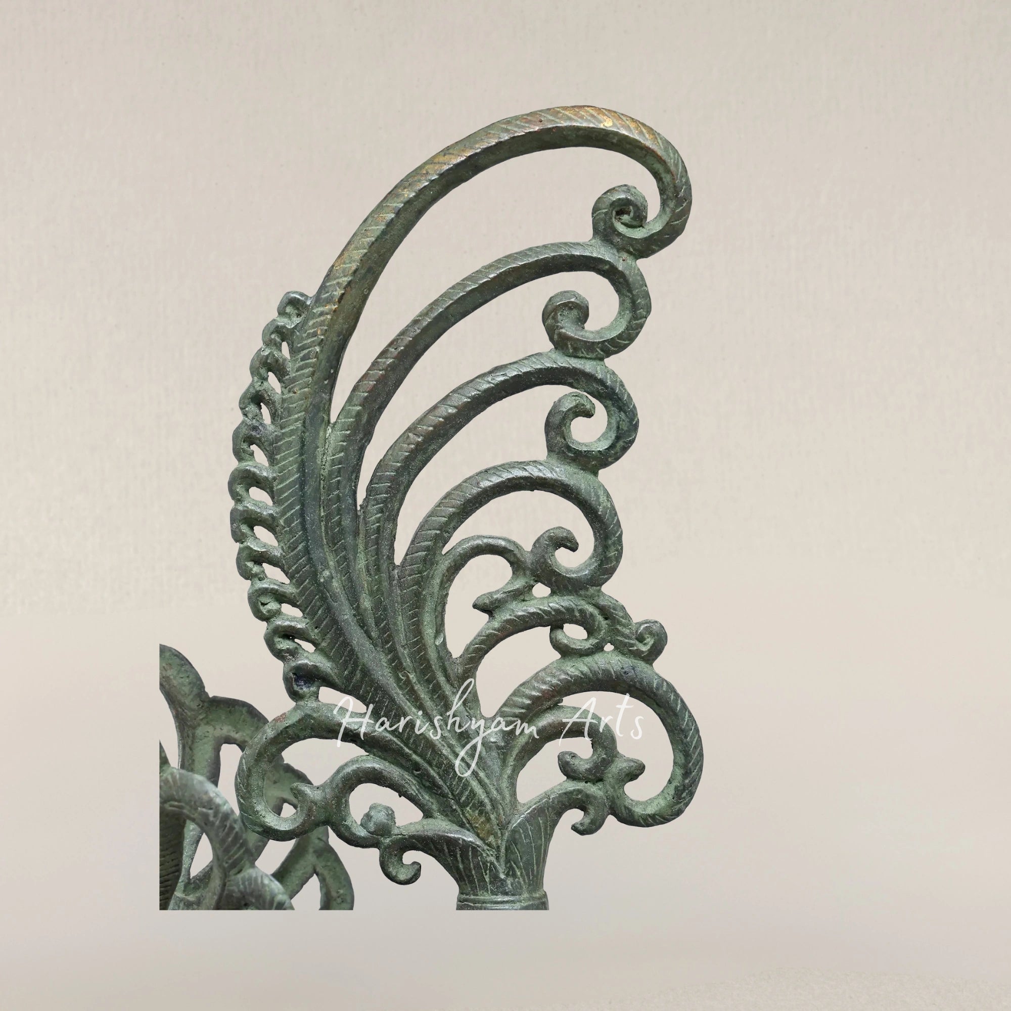 17" Enchanted Mythical Bird Brass Sculpture on Wooden Pedestal