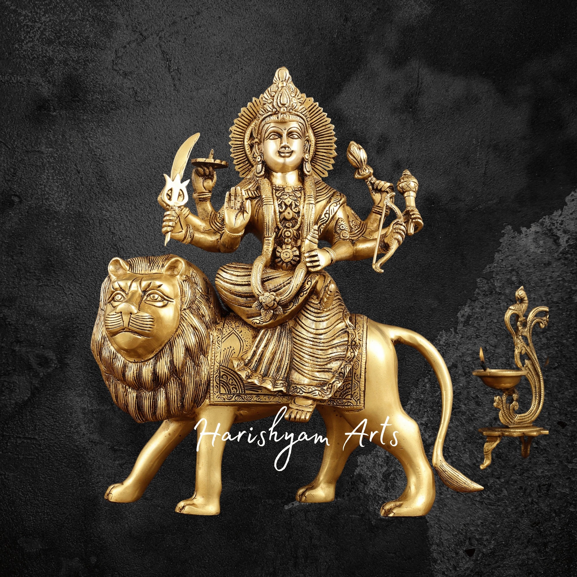 17" Exquisite Brass Handcrafted Durga Maa Sculpture