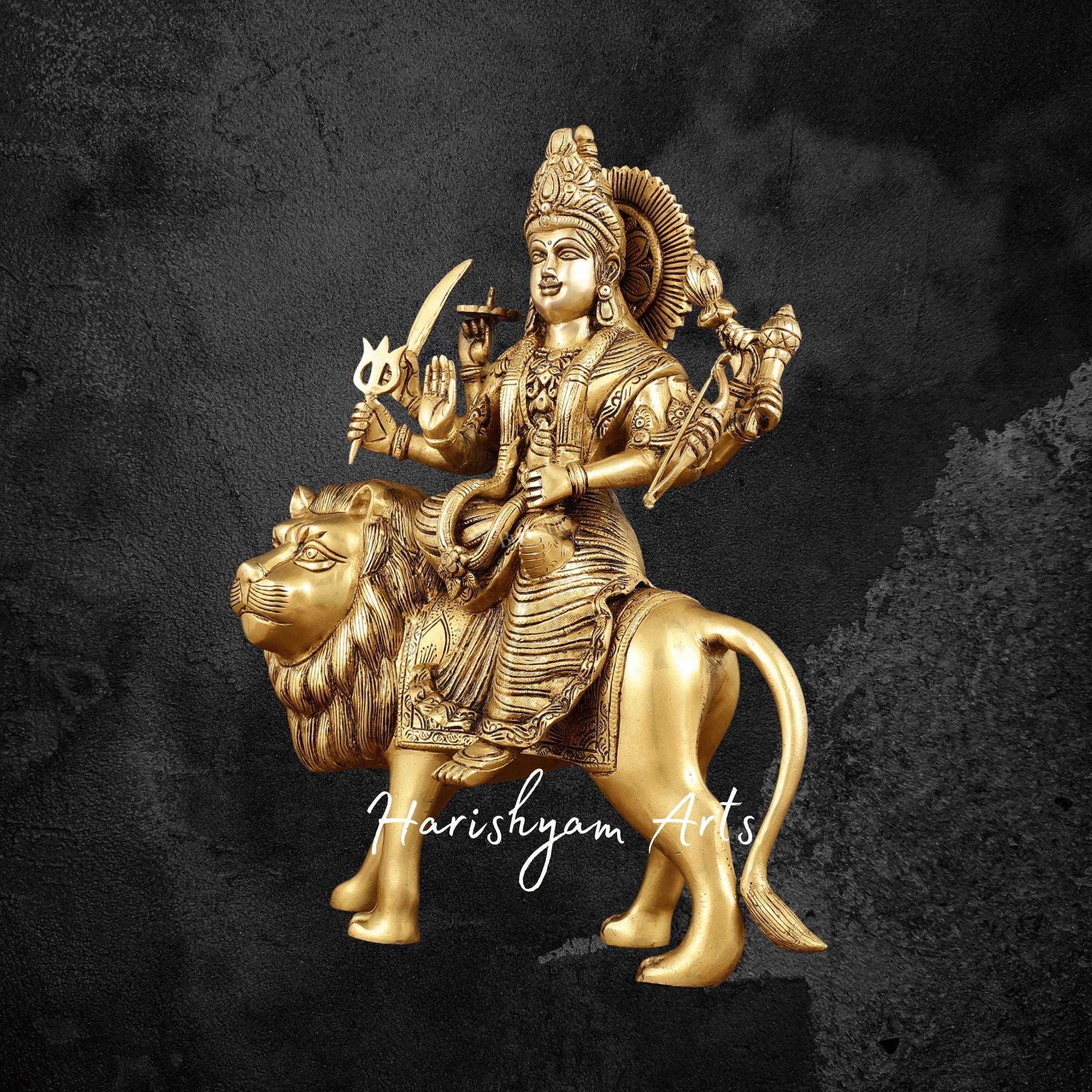 17" Exquisite Brass Handcrafted Durga Maa Sculpture