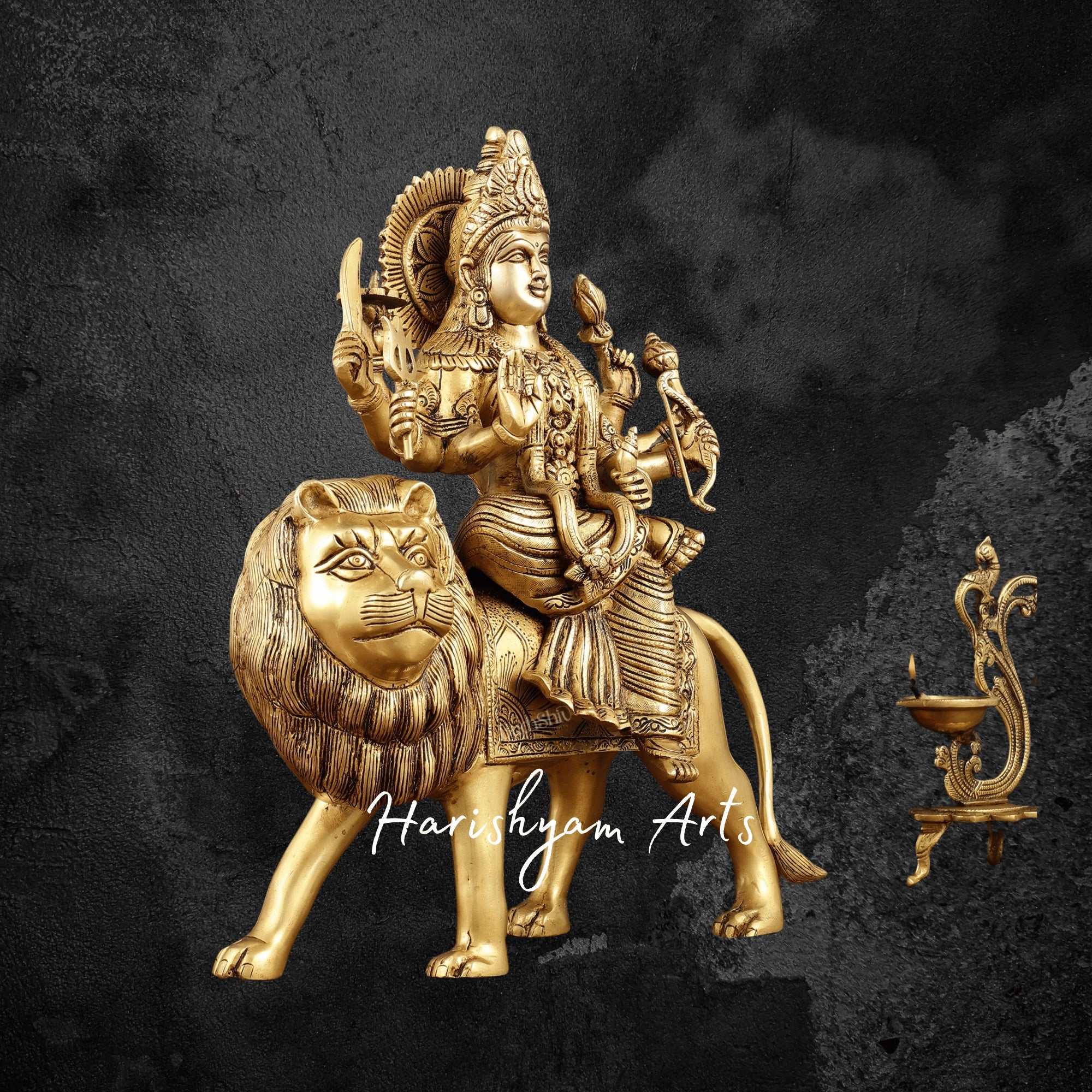 17" Exquisite Brass Handcrafted Durga Maa Sculpture