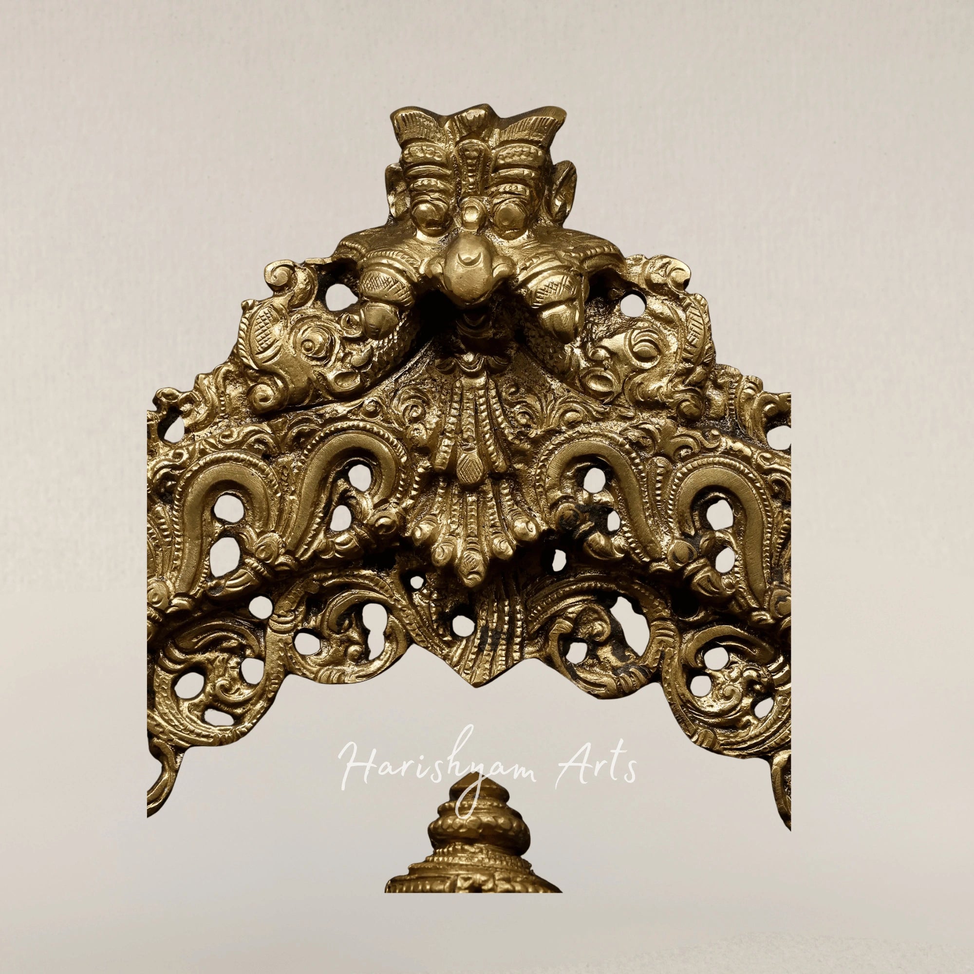 17" Four Armed Lord Ganesha Seated on Kirtimukha Throne Hoysala Style Bronze Idol
