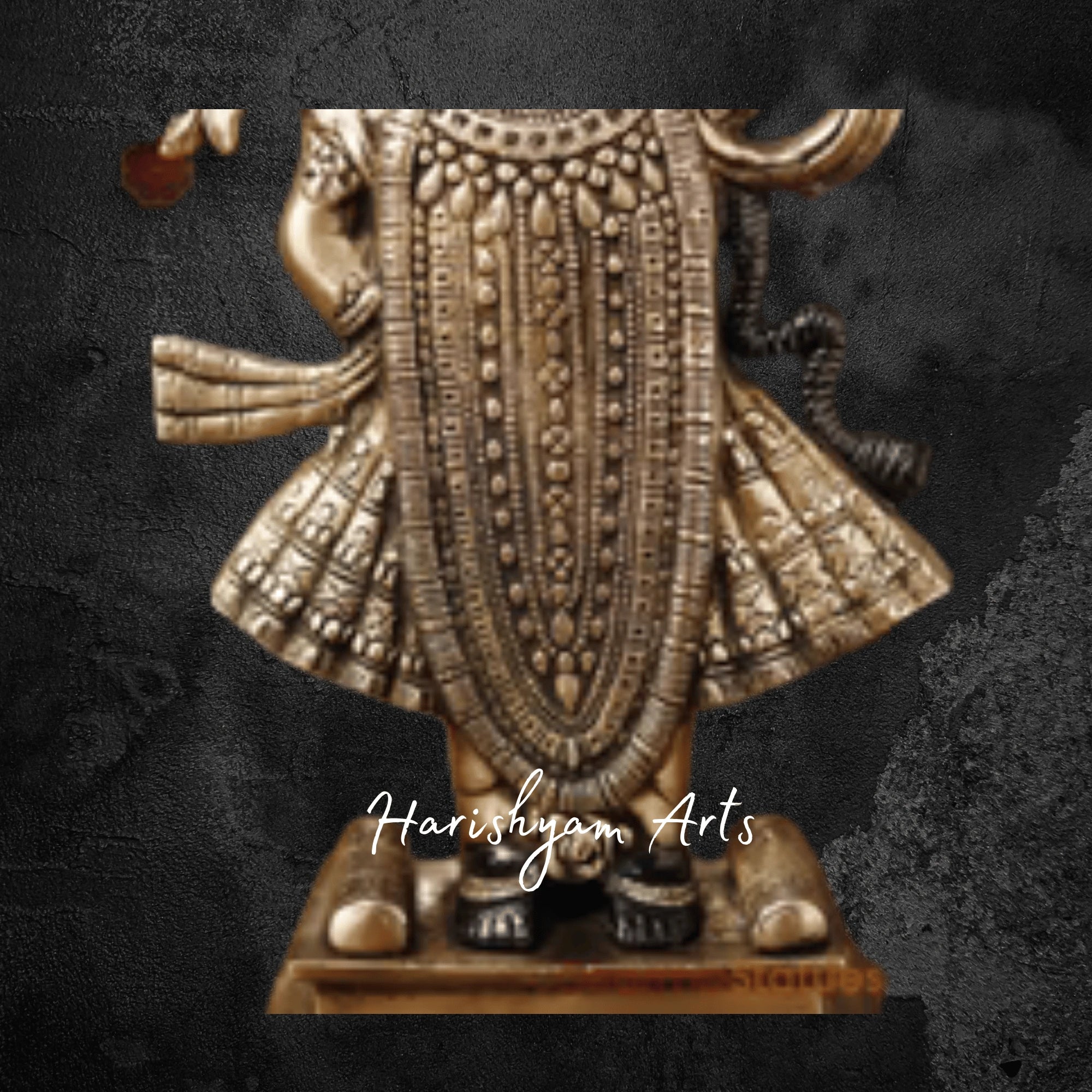 17" Golden and Black Patina Finish Brass Srinath Ji Idol for Pooja Room