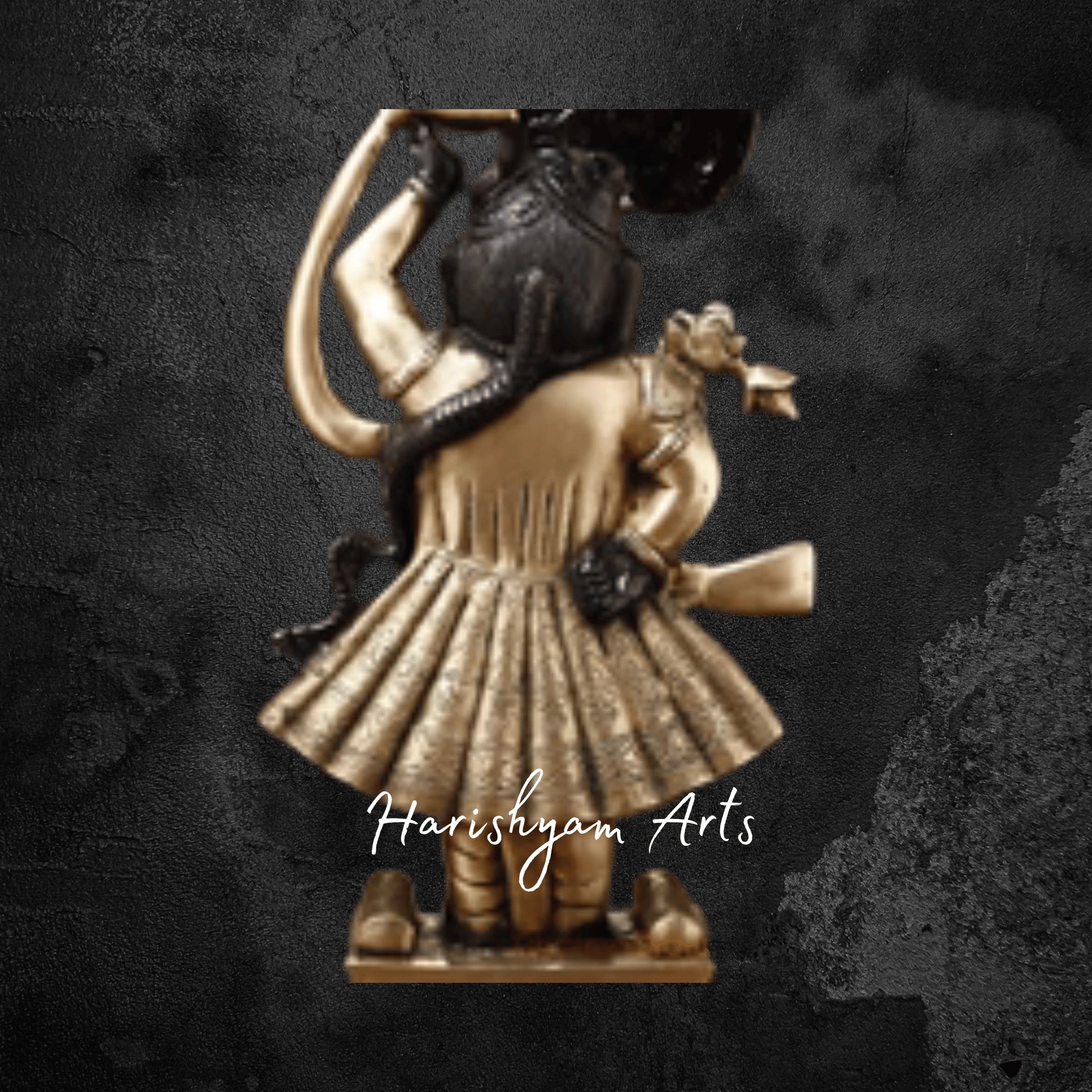 17" Golden and Black Patina Finish Brass Srinath Ji Idol for Pooja Room