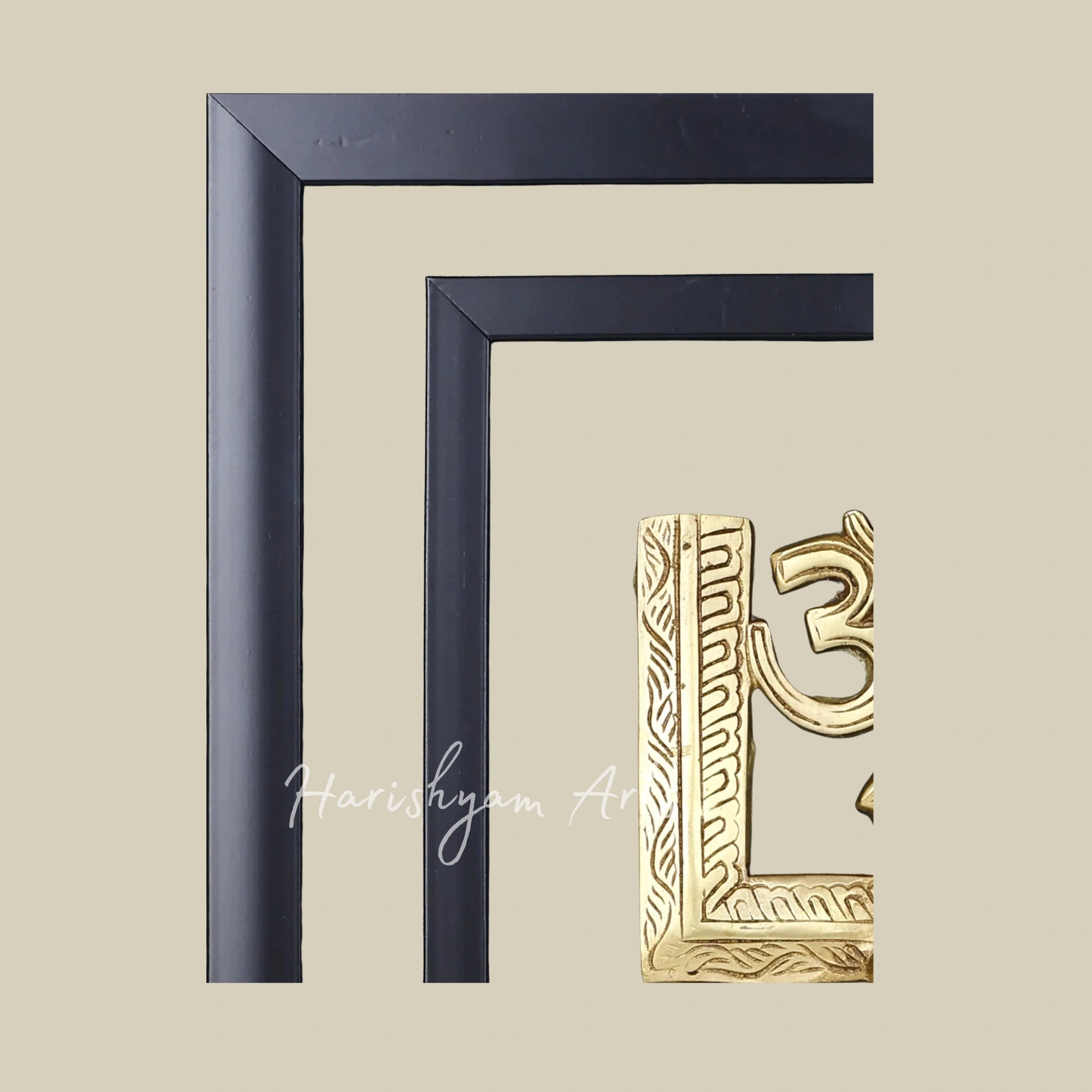 17" Handcrafted Lord Ganesha Brass Wall Decor with Om and Swastik Symbols in Wooden Frame