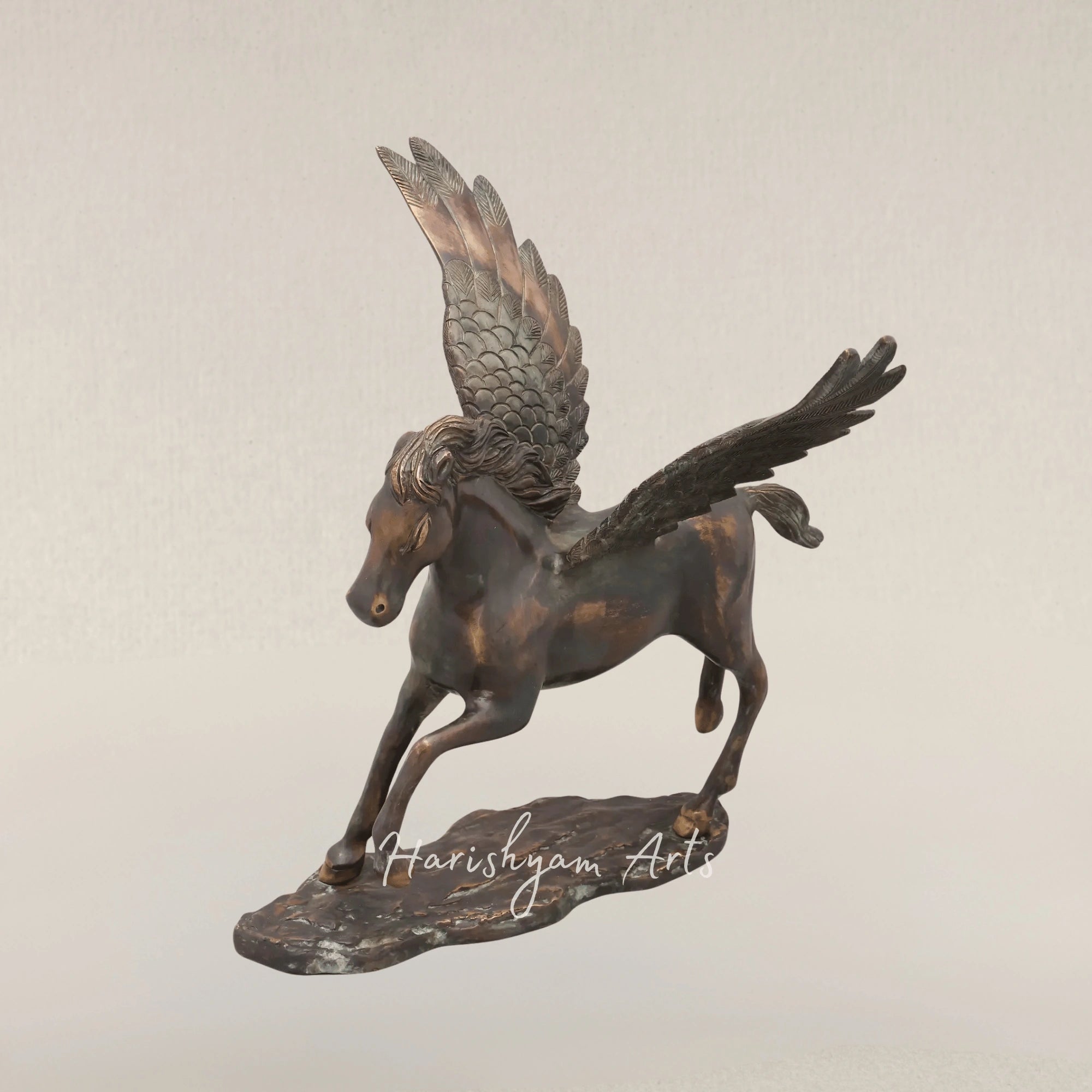 17" Mythical Pegasus Brass Decor Sculpture for Modern Interiors