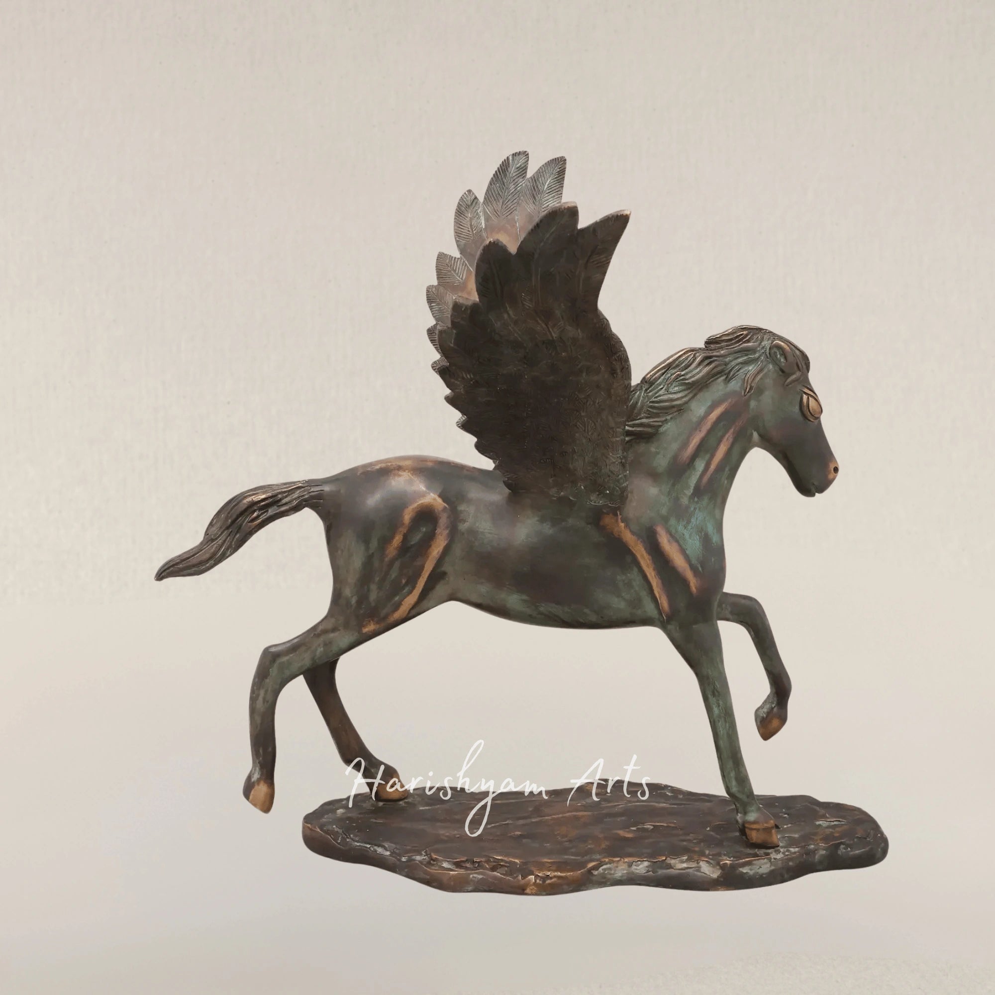 17" Mythical Pegasus Brass Decor Sculpture for Modern Interiors