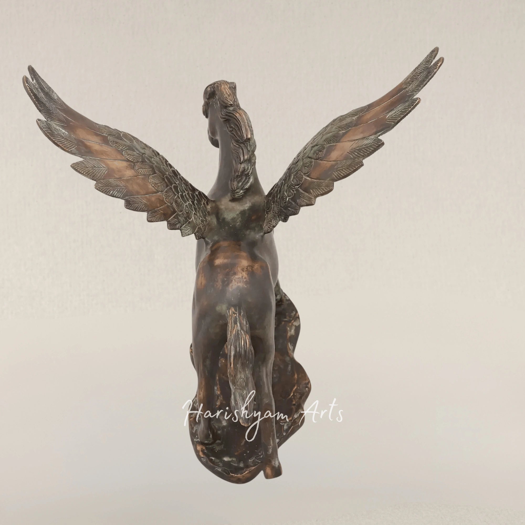 17" Mythical Pegasus Brass Decor Sculpture for Modern Interiors