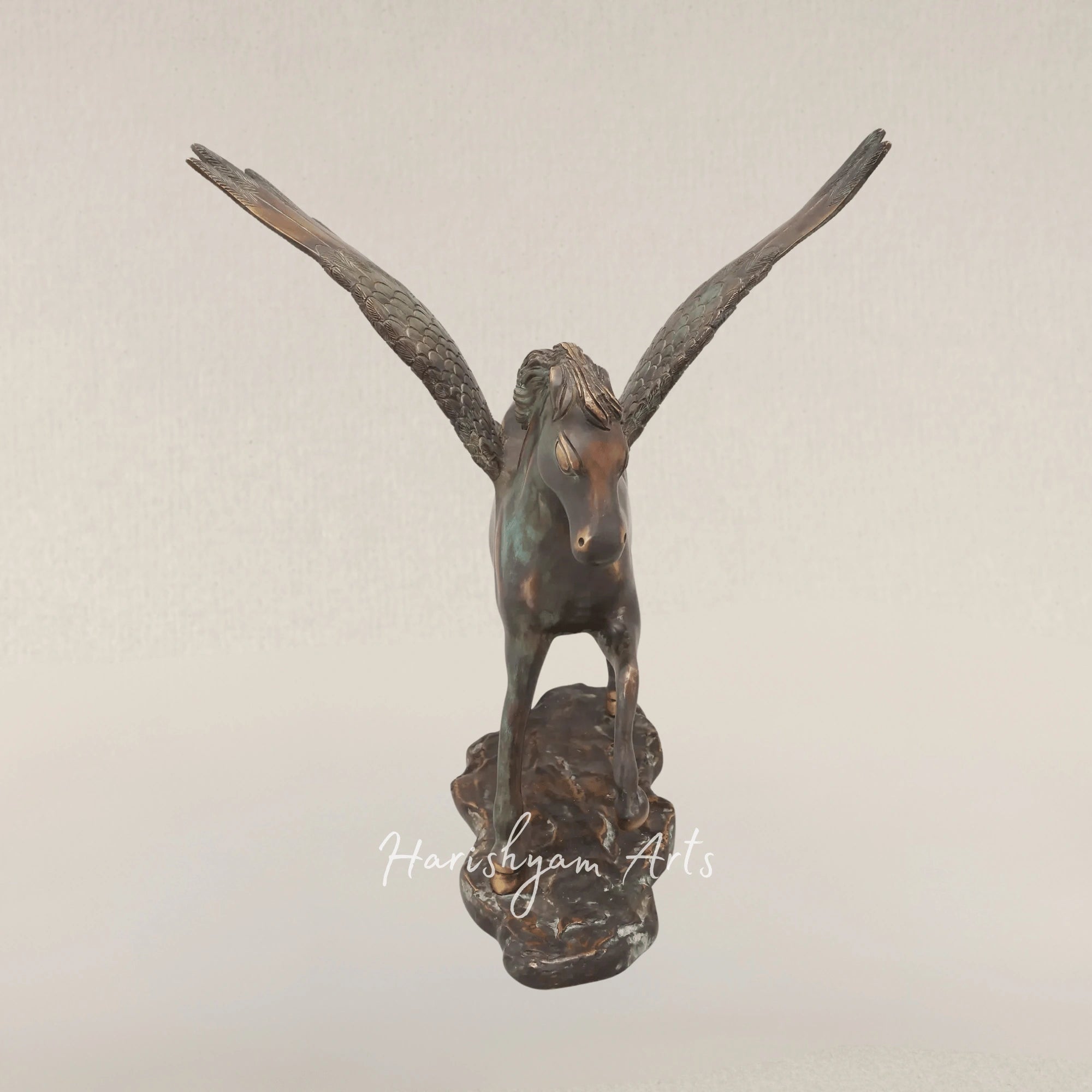 17" Mythical Pegasus Brass Decor Sculpture for Modern Interiors