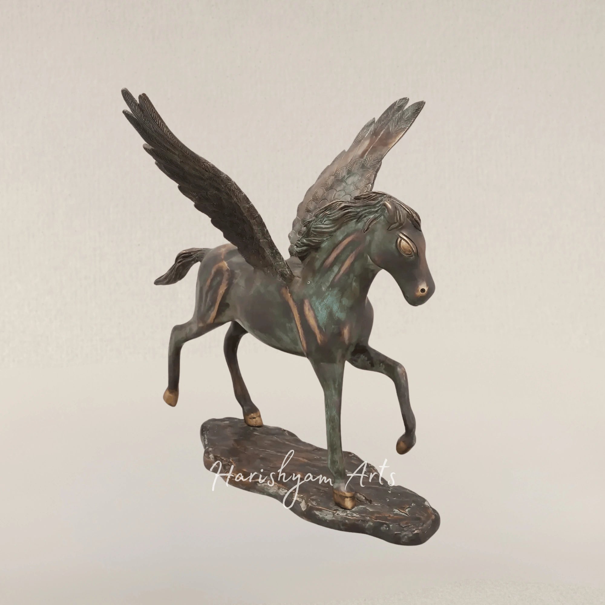 17" Mythical Pegasus Brass Decor Sculpture for Modern Interiors