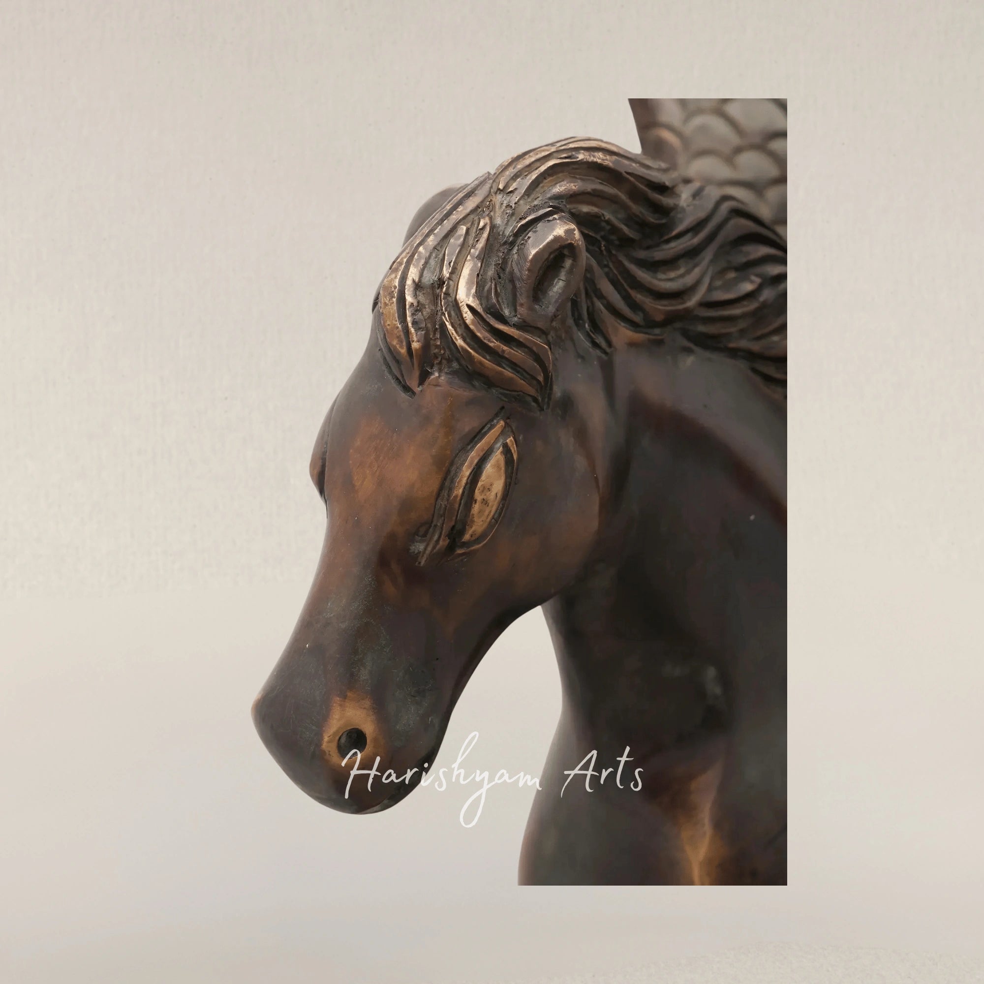 17" Mythical Pegasus Brass Decor Sculpture for Modern Interiors