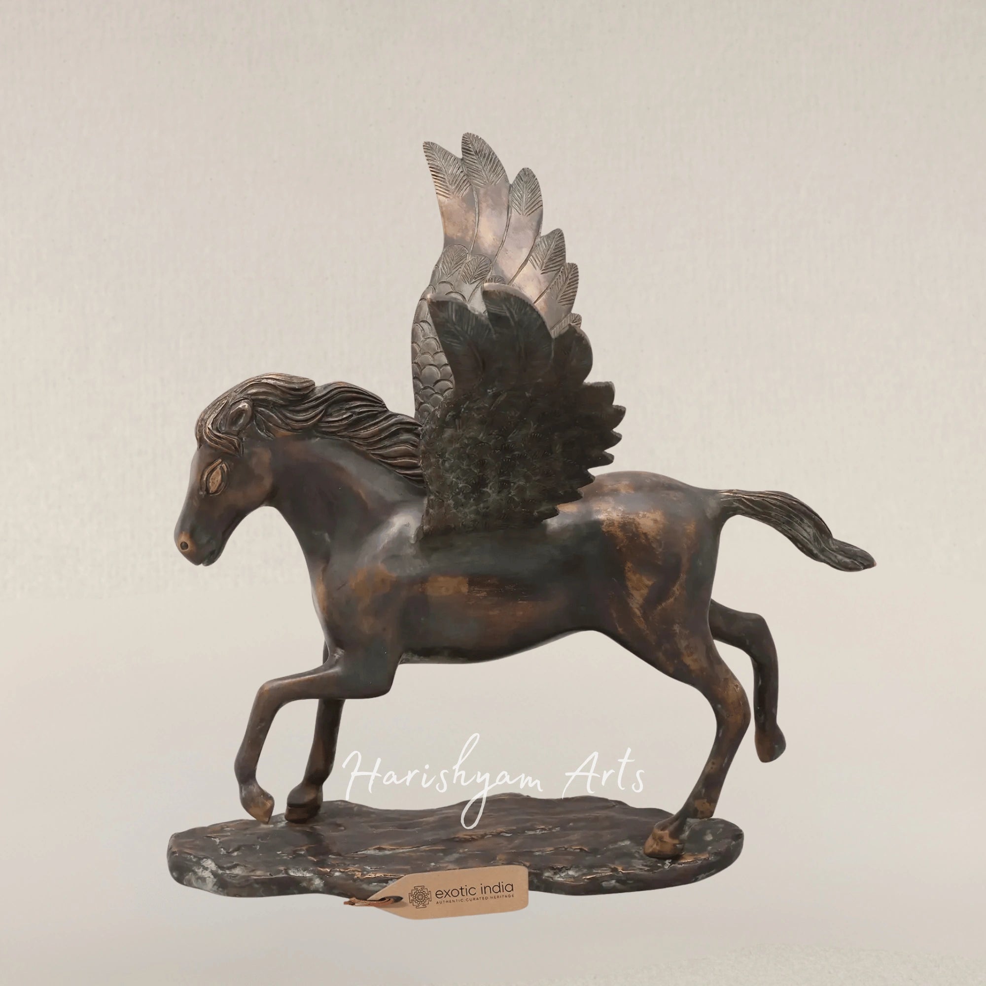 17" Mythical Pegasus Brass Decor Sculpture for Modern Interiors