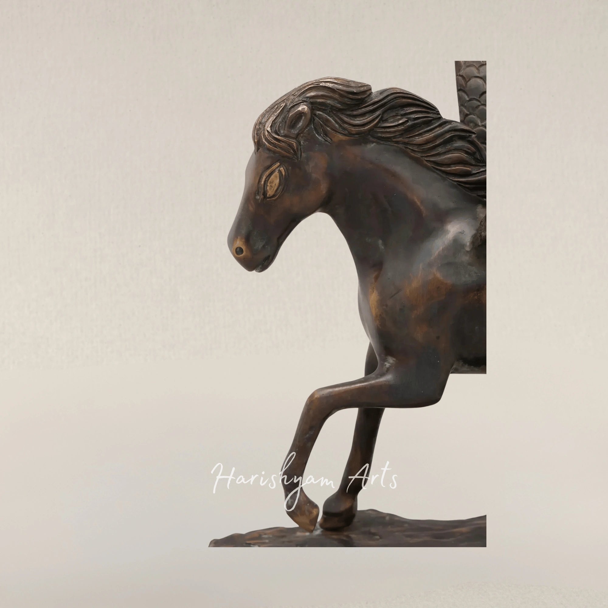 17" Mythical Pegasus Brass Decor Sculpture for Modern Interiors