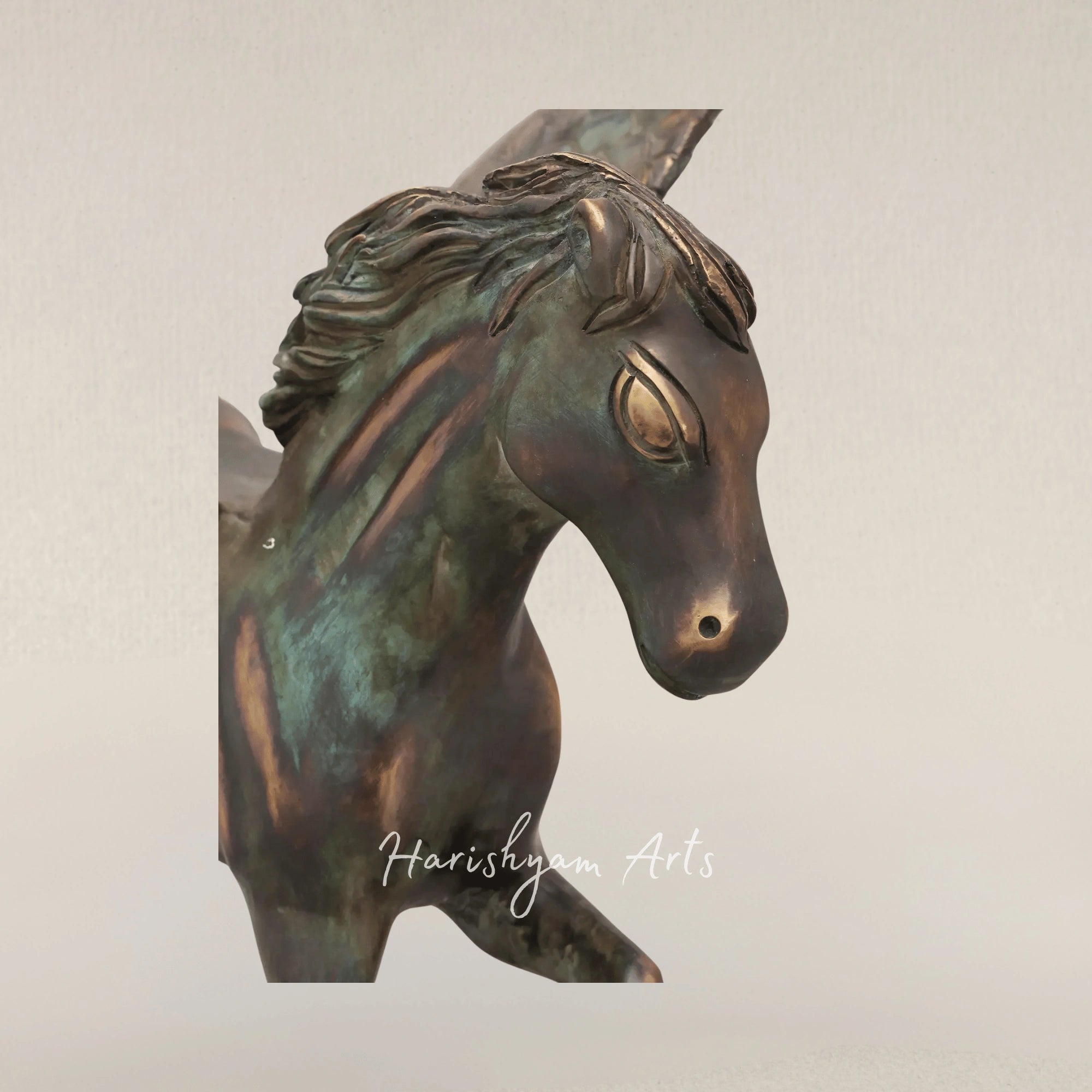 17" Mythical Pegasus Brass Decor Sculpture for Modern Interiors