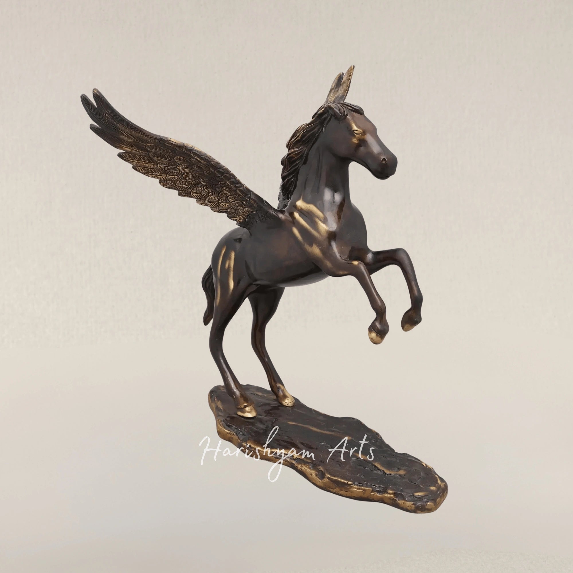 17" Pegasus Brass Art Statue Ready for Flight Home Accent Piece