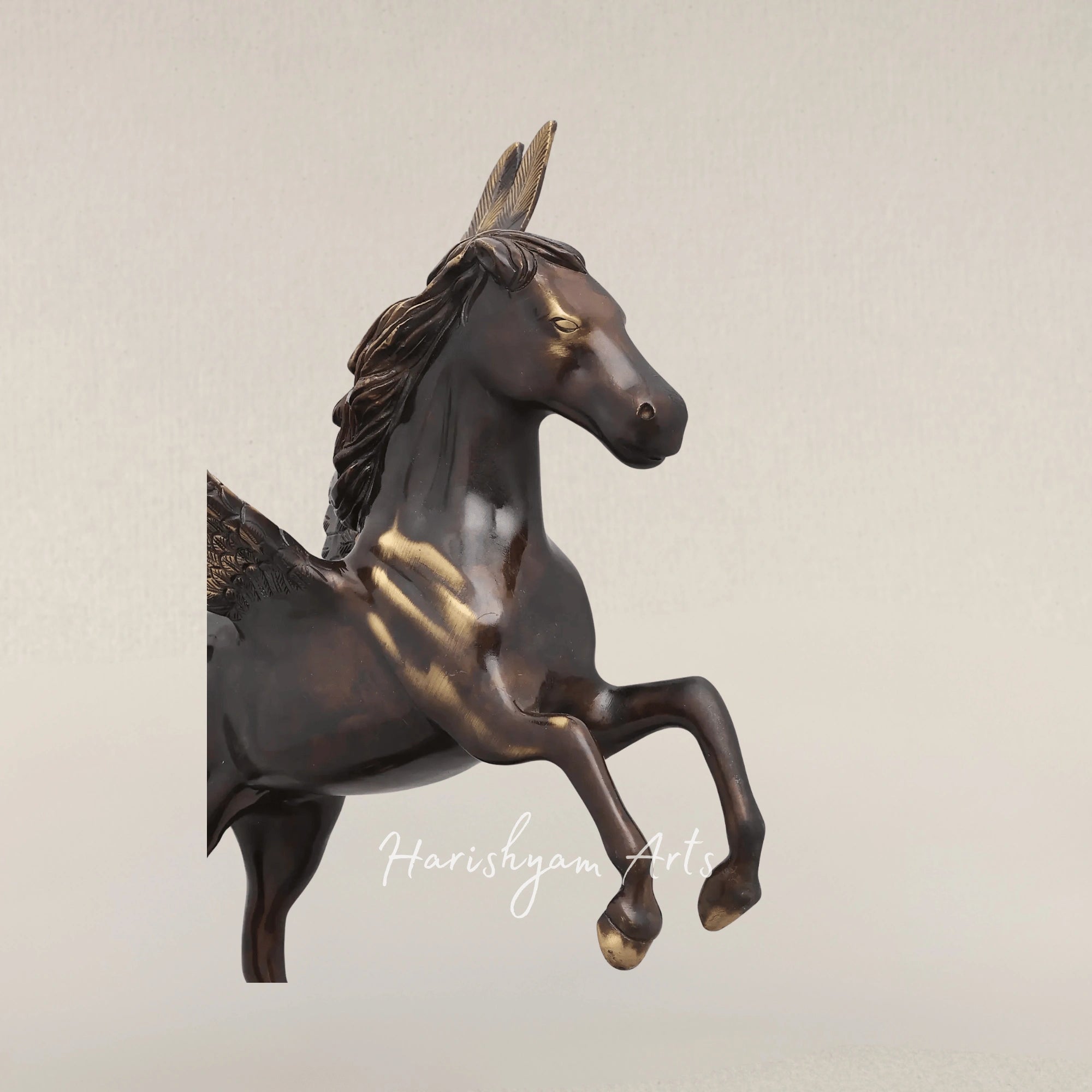 17" Pegasus Brass Art Statue Ready for Flight Home Accent Piece