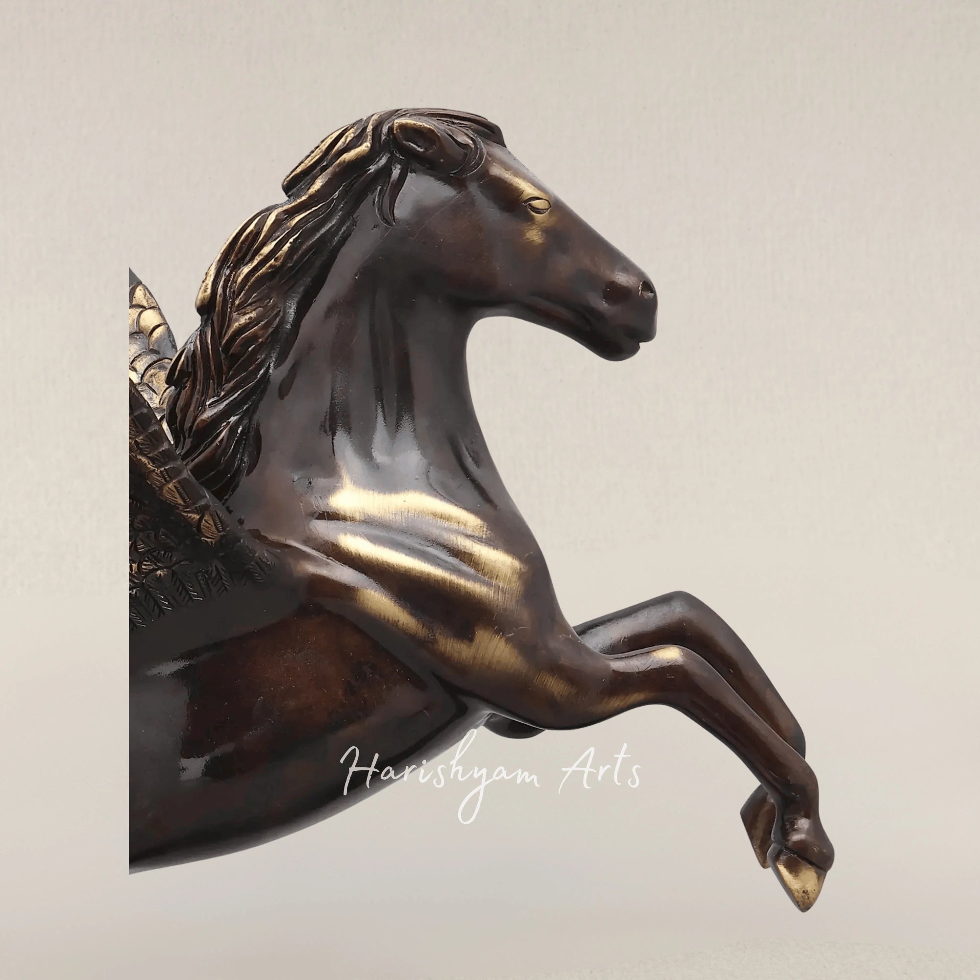 17" Pegasus Brass Art Statue Ready for Flight Home Accent Piece