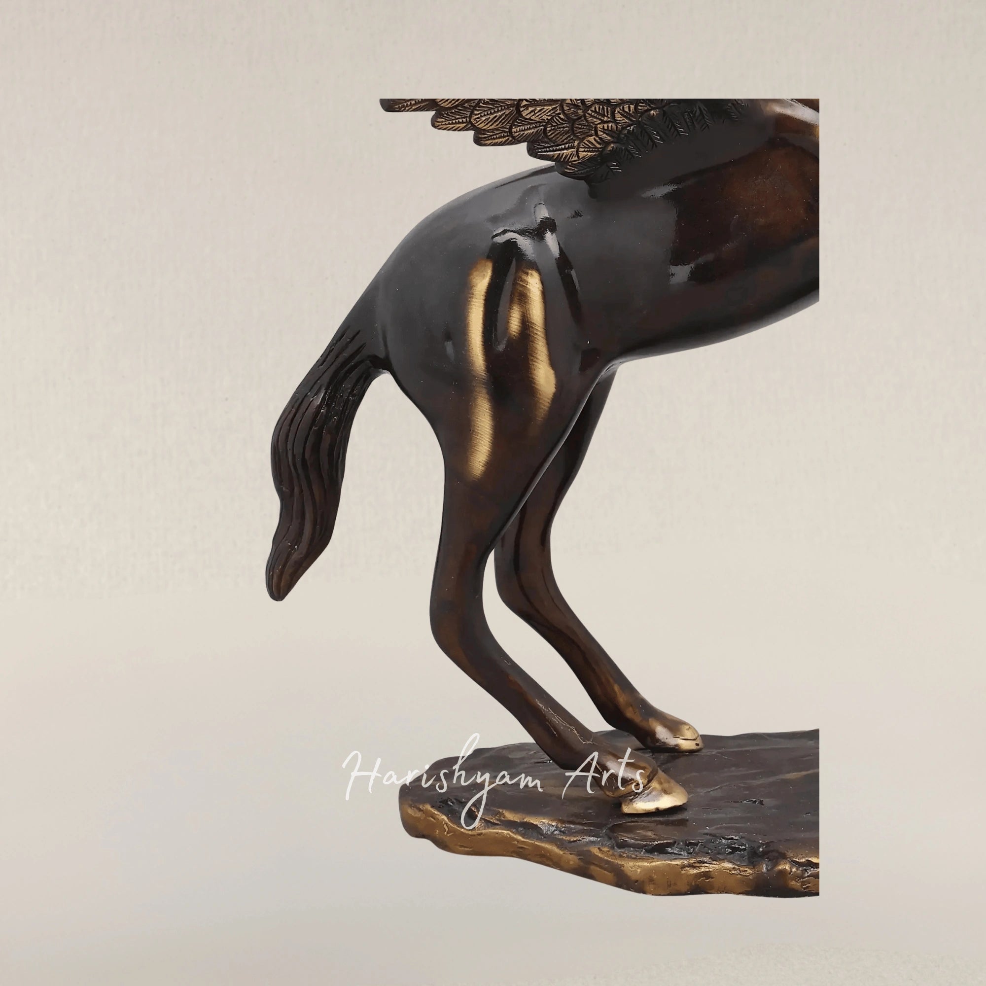 17" Pegasus Brass Art Statue Ready for Flight Home Accent Piece