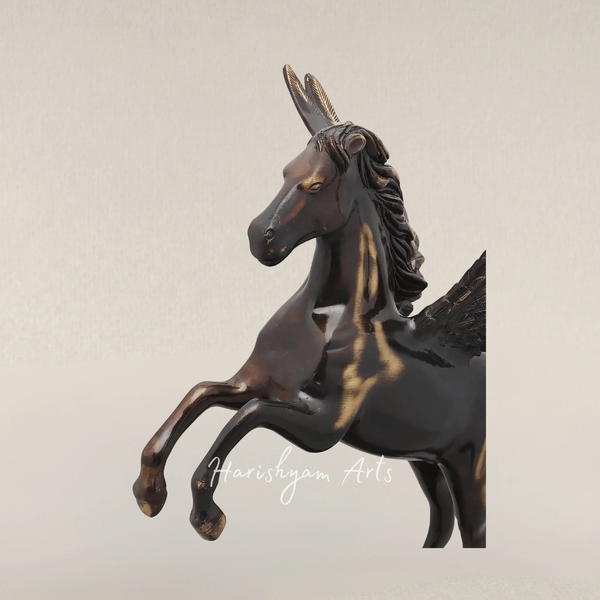 17" Pegasus Brass Art Statue Ready for Flight Home Accent Piece
