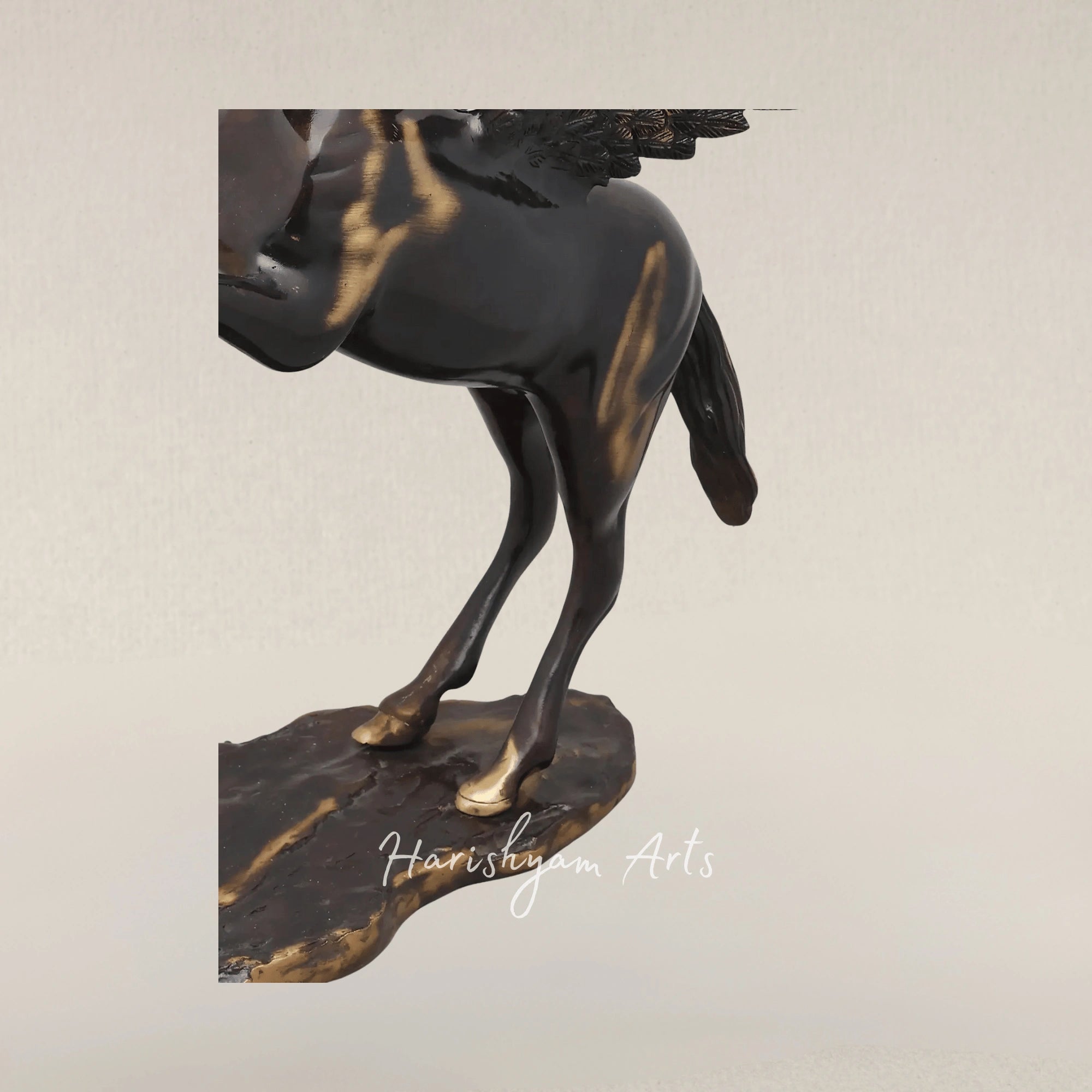 17" Pegasus Brass Art Statue Ready for Flight Home Accent Piece