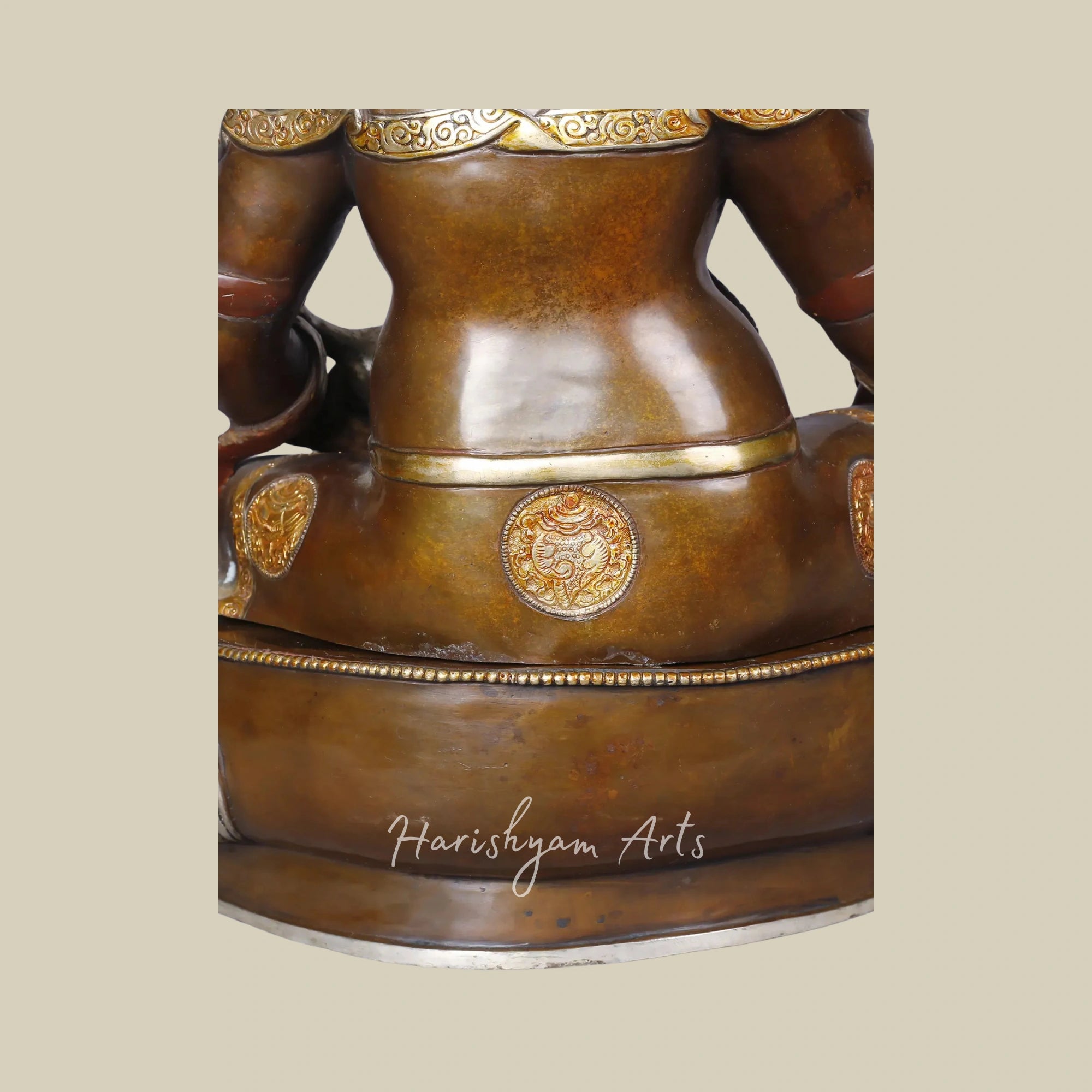 17" Tibetan Wealth God Kubera Statue in Copper with Gold and Silver Finish