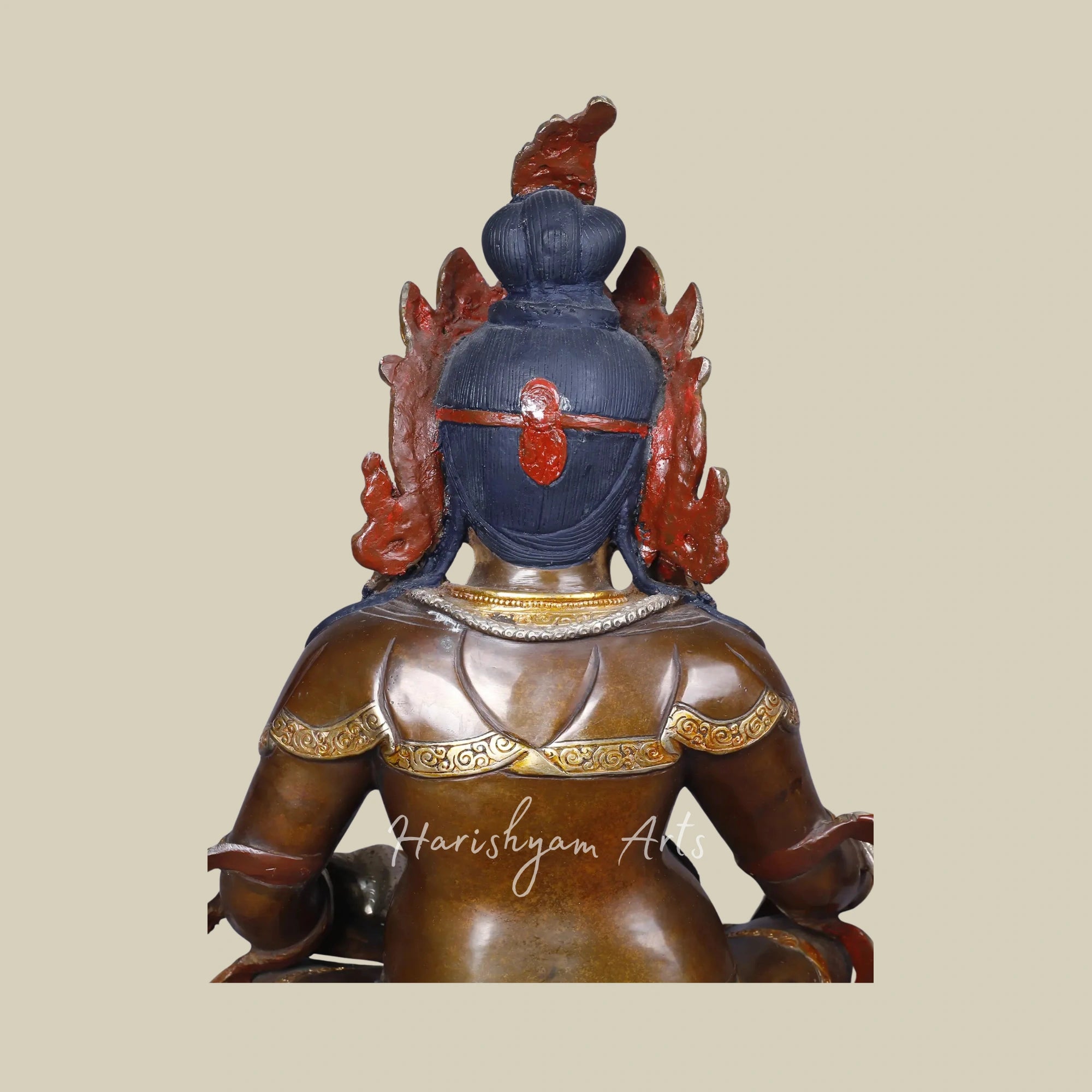 17" Tibetan Wealth God Kubera Statue in Copper with Gold and Silver Finish