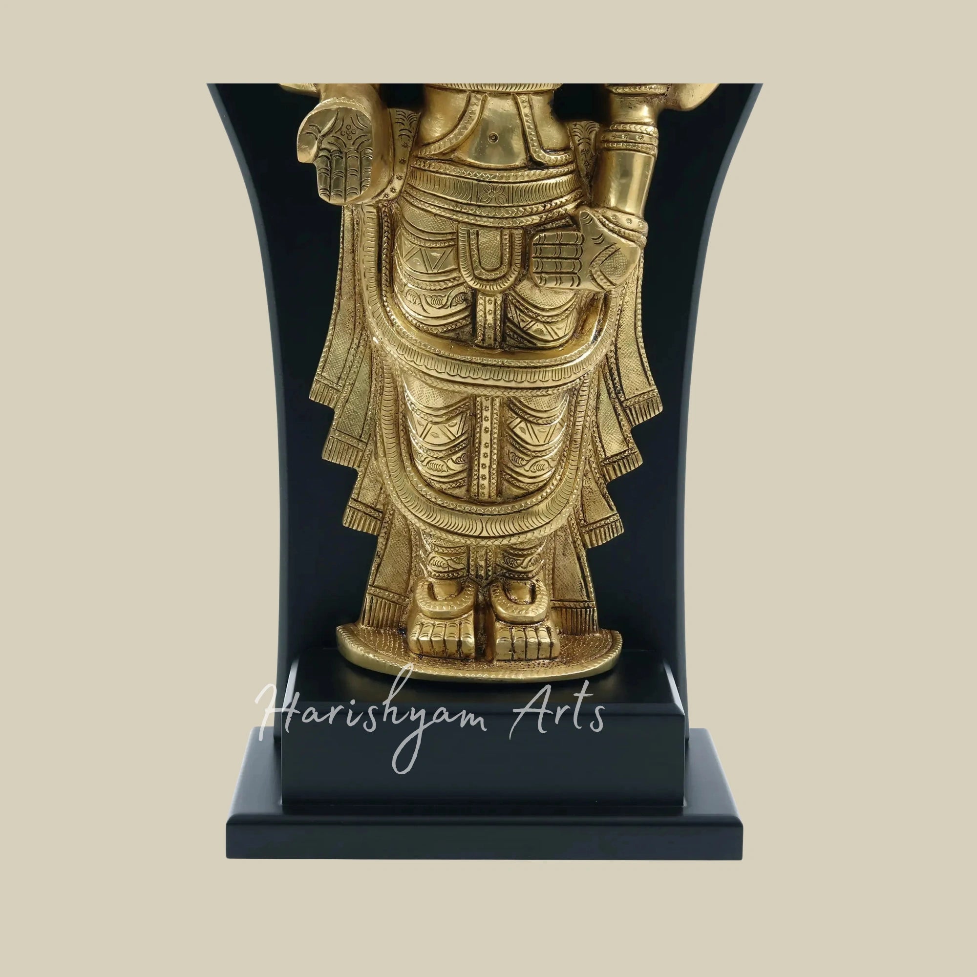 17" Tirupati Balaji Venkateshwara Brass Statue with Elegant Wooden Frame Wall Decoration