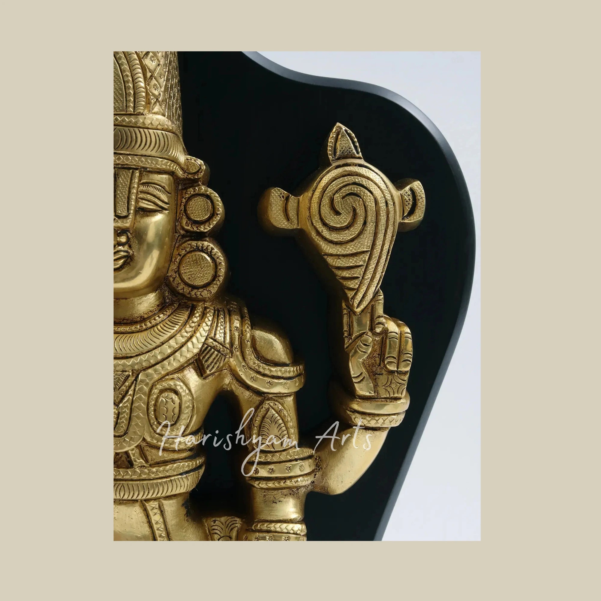 17" Tirupati Balaji Venkateshwara Brass Statue with Elegant Wooden Frame Wall Decoration