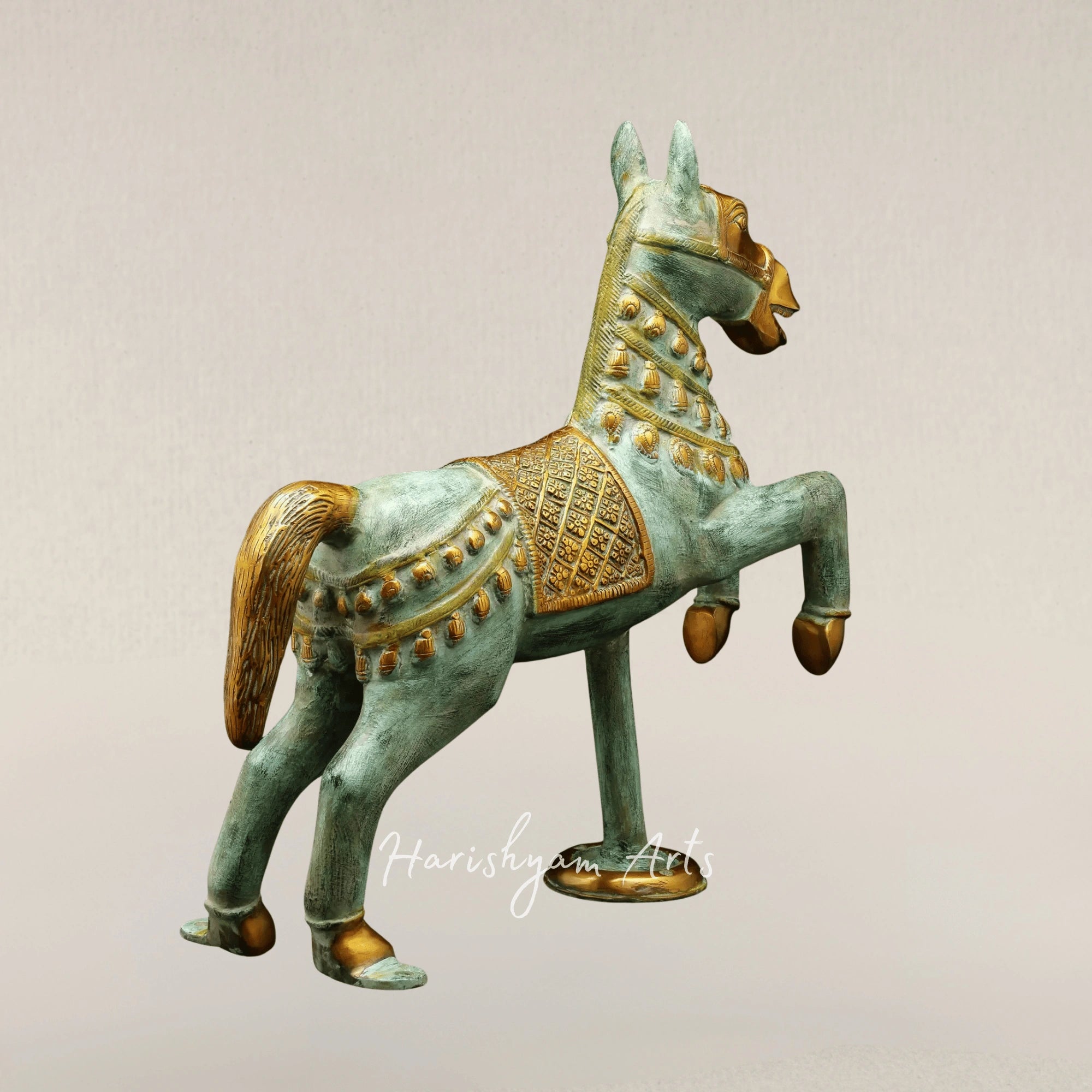 17" Twin Unicorn Brass Statues Enchanted Decorative Set