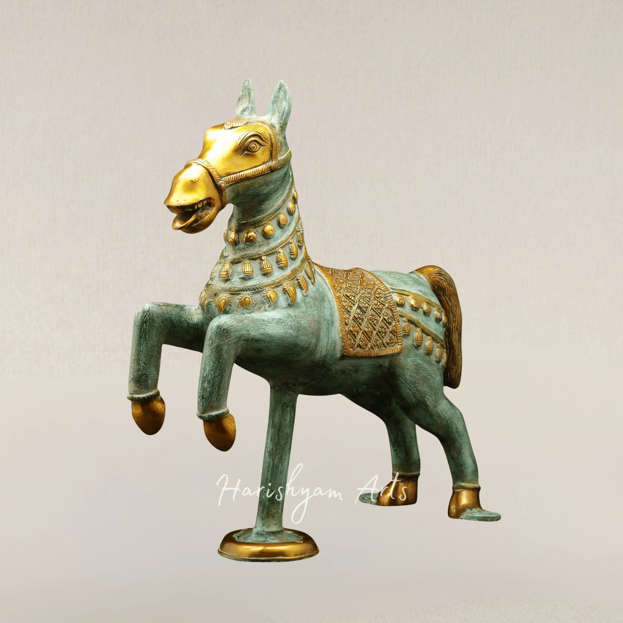17" Twin Unicorn Brass Statues Enchanted Decorative Set