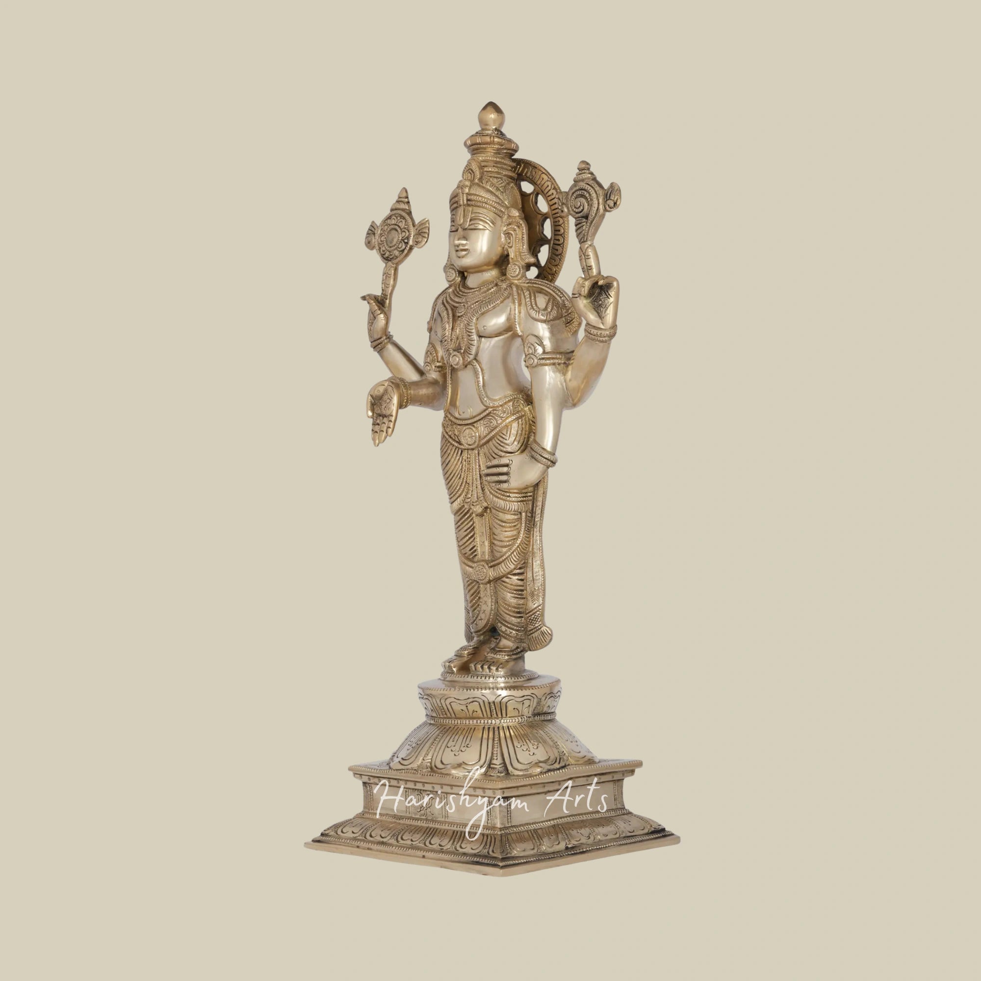 18" Brass Lord Vishnu as Balaji from Tirupati in a Premium Finish for Spiritual Spaces