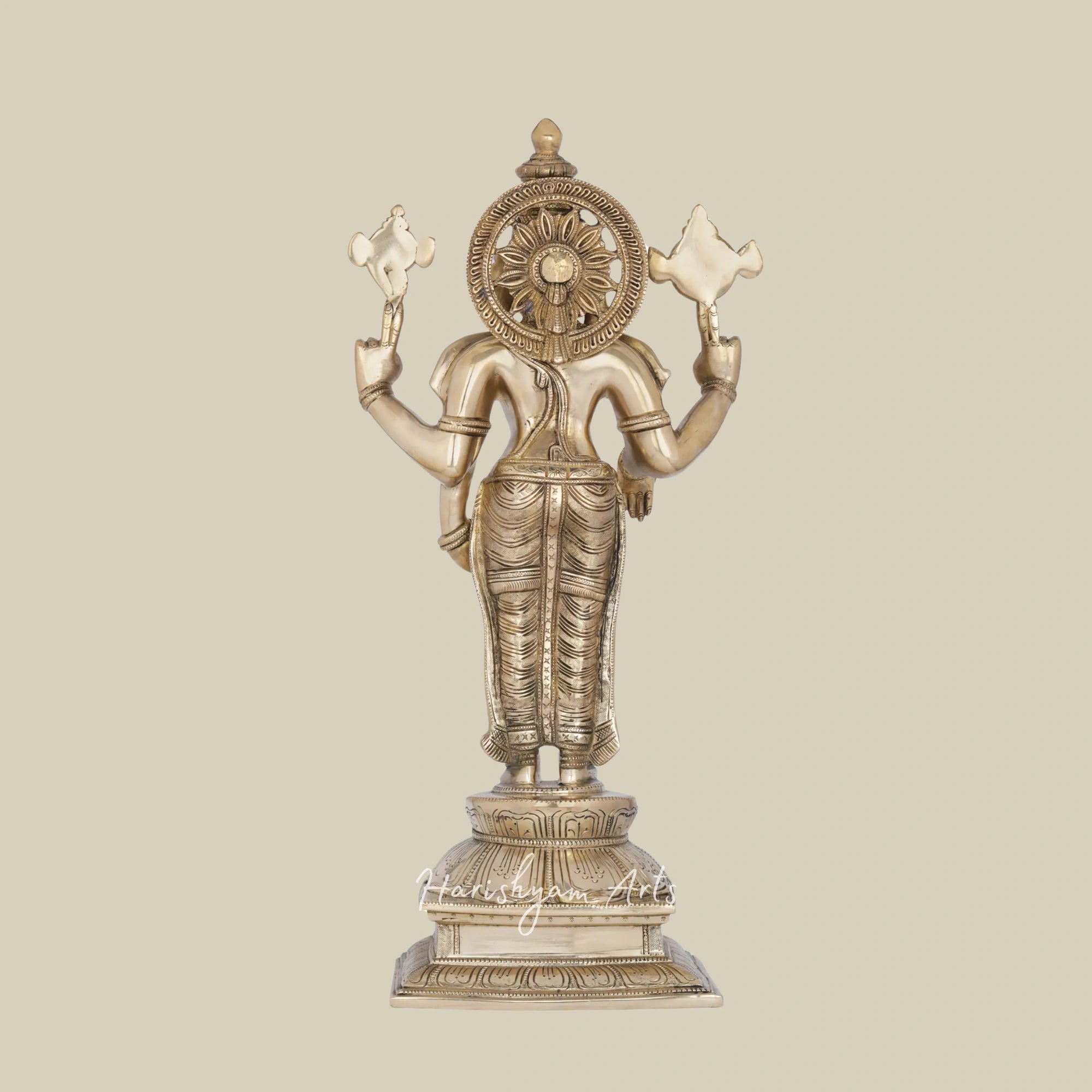 18" Brass Lord Vishnu as Balaji from Tirupati in a Premium Finish for Spiritual Spaces