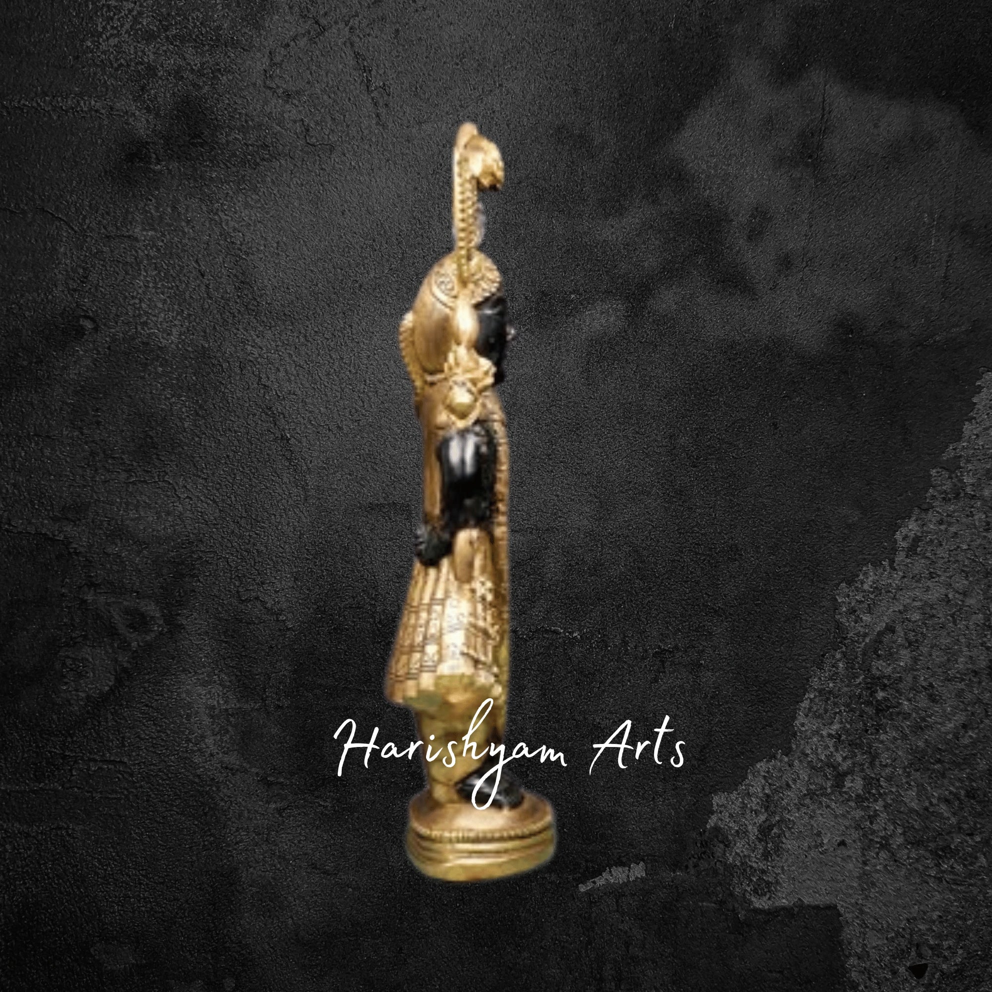 18" Divine Brass Murti of Shreenath Ji with Smooth Golden Texture