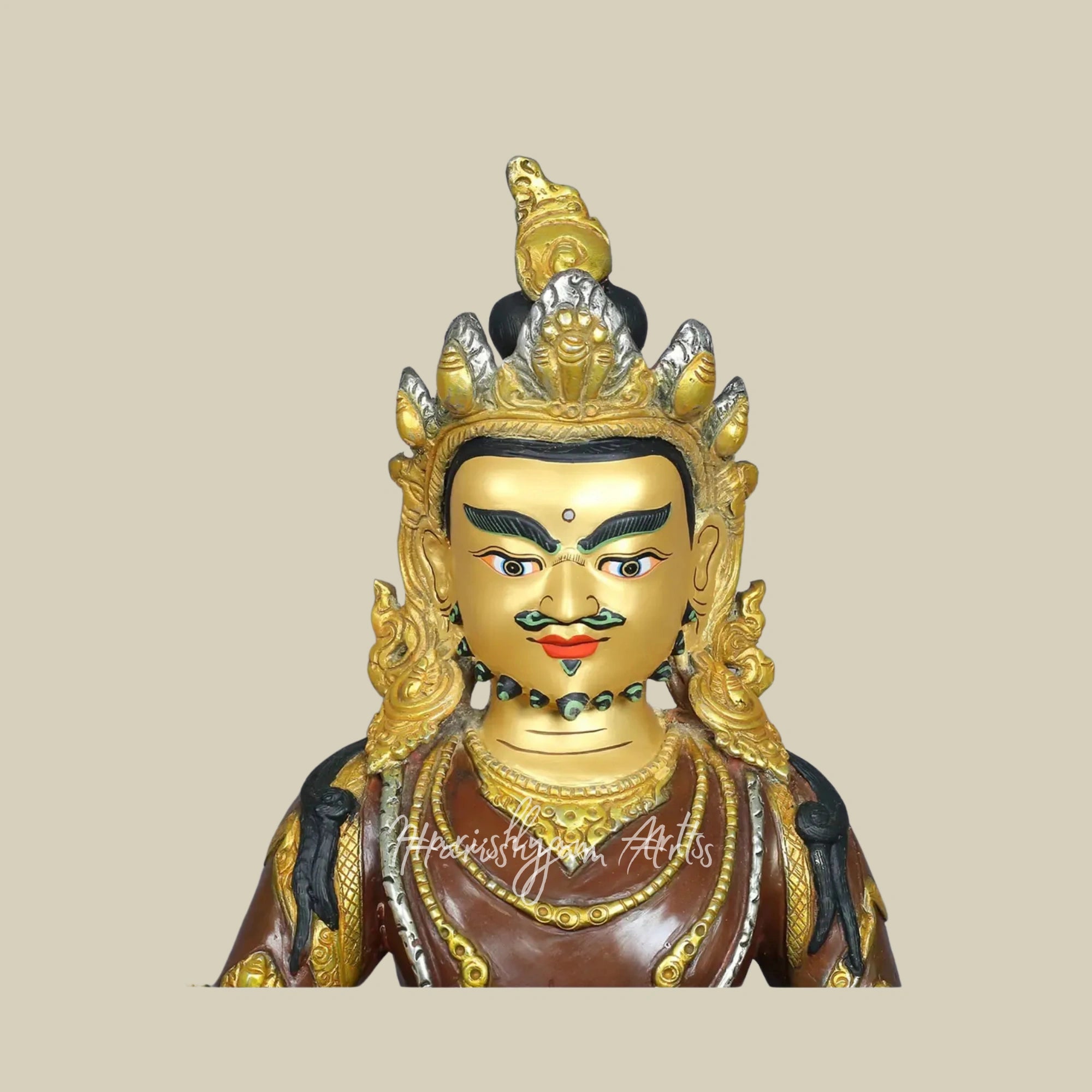 18" Divine Lord Kubera Copper Sculpture Inspired by Buddhist Art