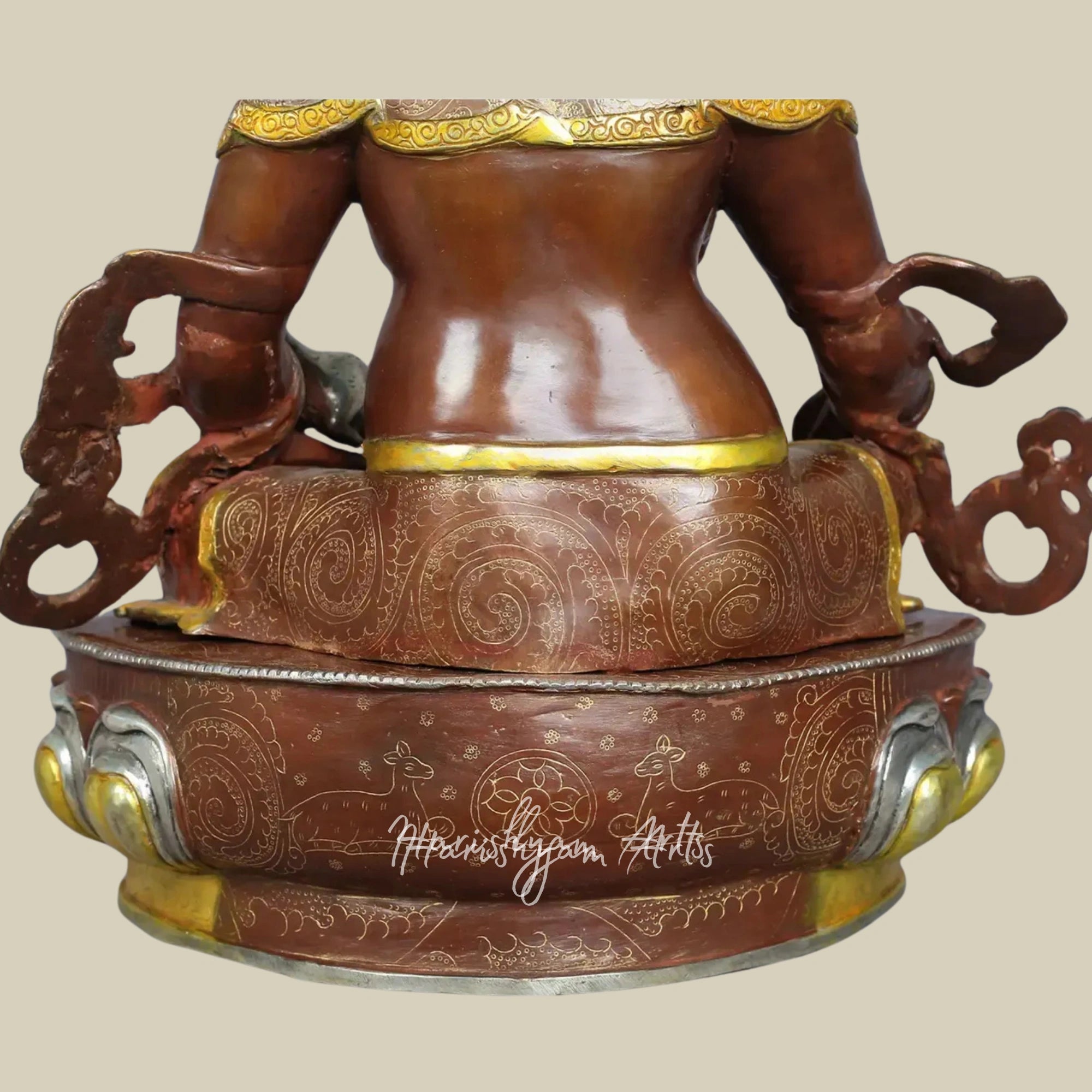 18" Divine Lord Kubera Copper Sculpture Inspired by Buddhist Art
