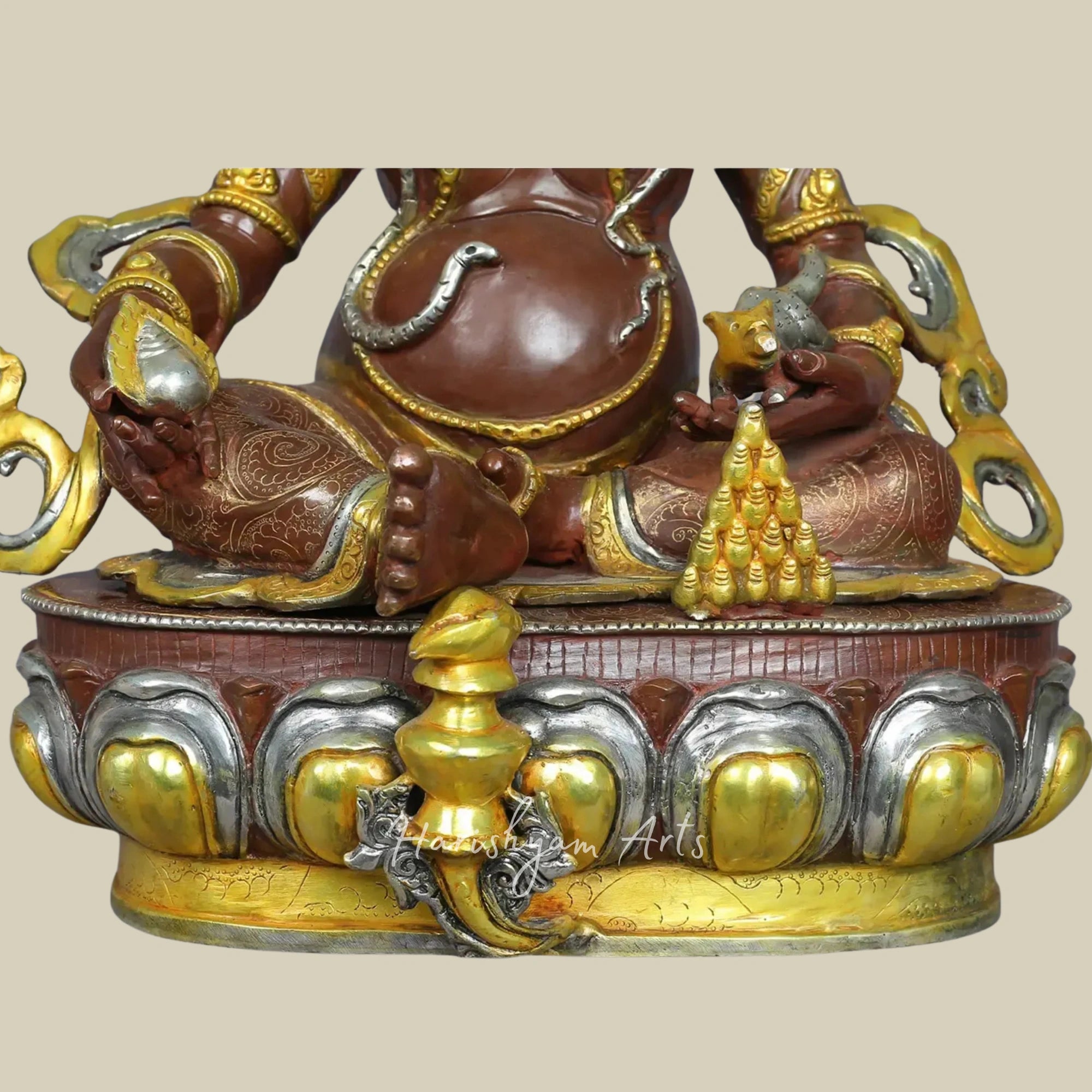 18" Divine Lord Kubera Copper Sculpture Inspired by Buddhist Art