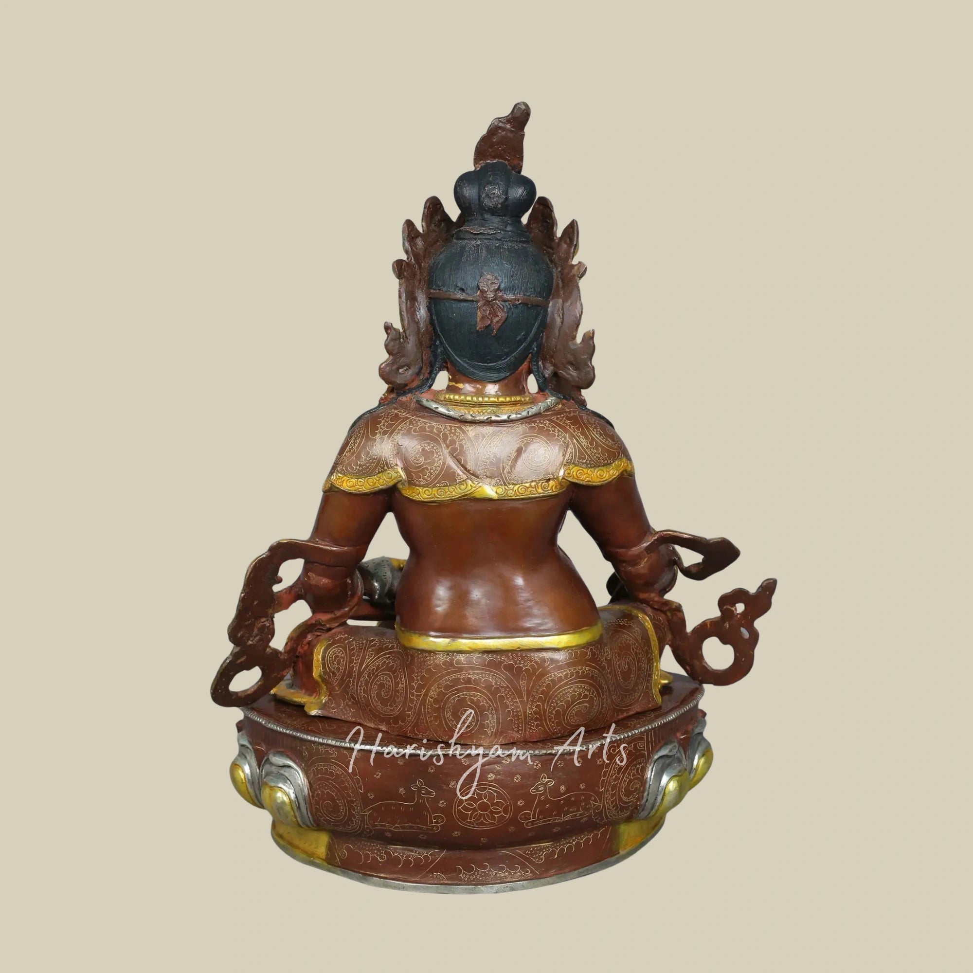 18" Divine Lord Kubera Copper Sculpture Inspired by Buddhist Art