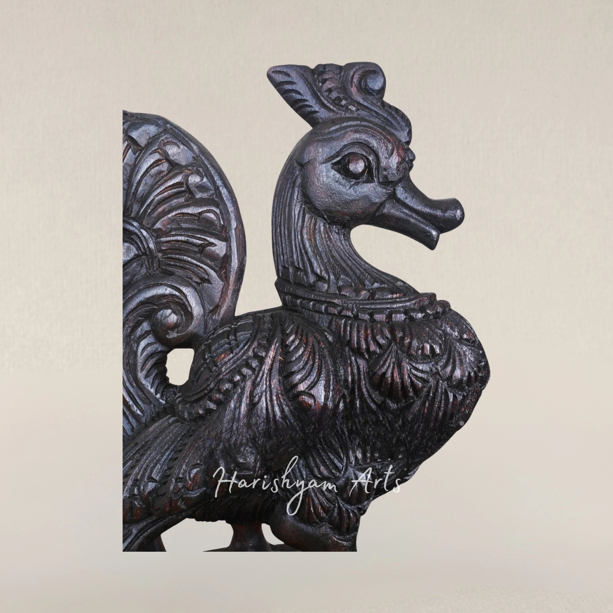 18" Hamsa Bird Wall Mounted Wooden Art Piece for Home Interiors