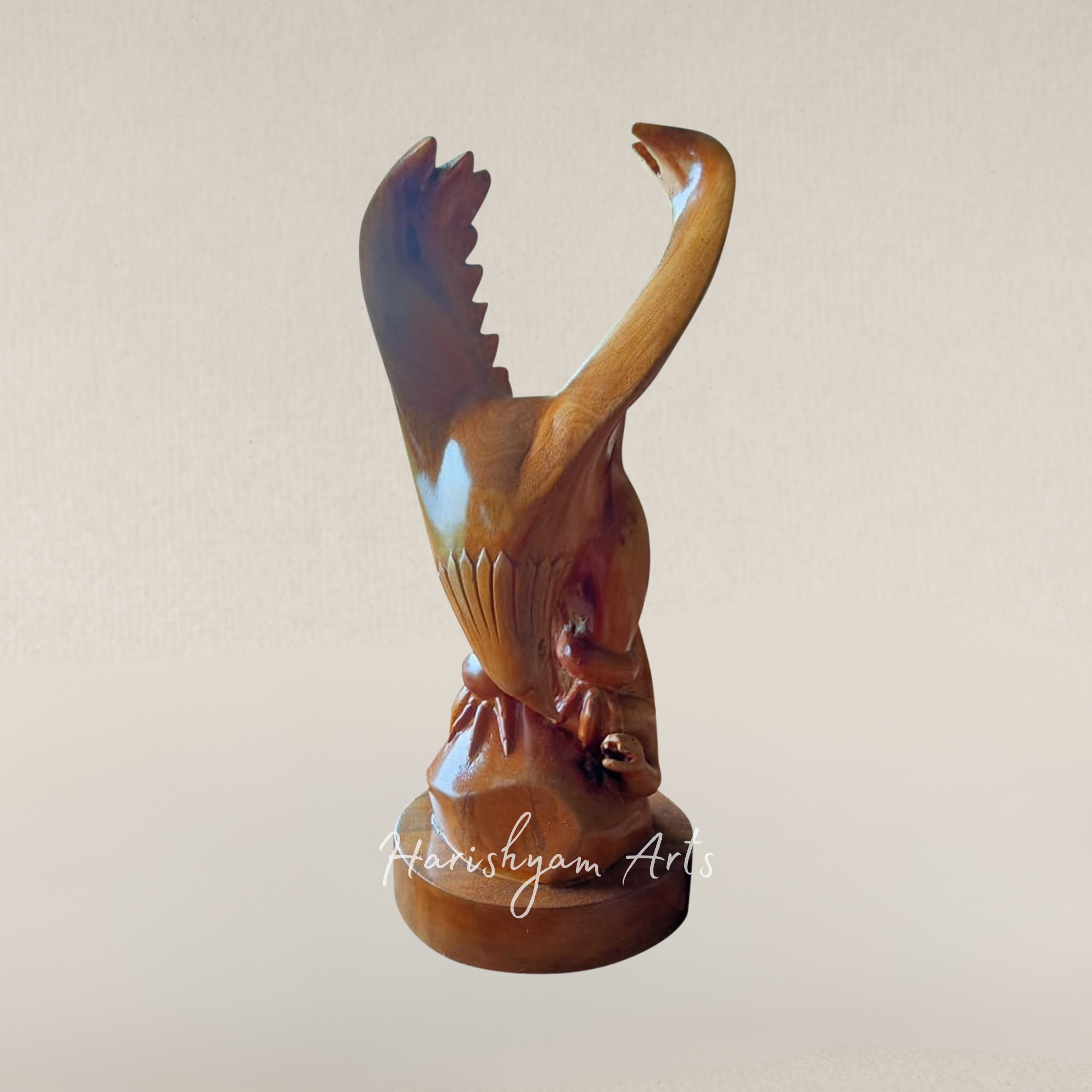 18" Handcarved Wooden Eagle Gripping a Serpent Wildlife Decor Accent