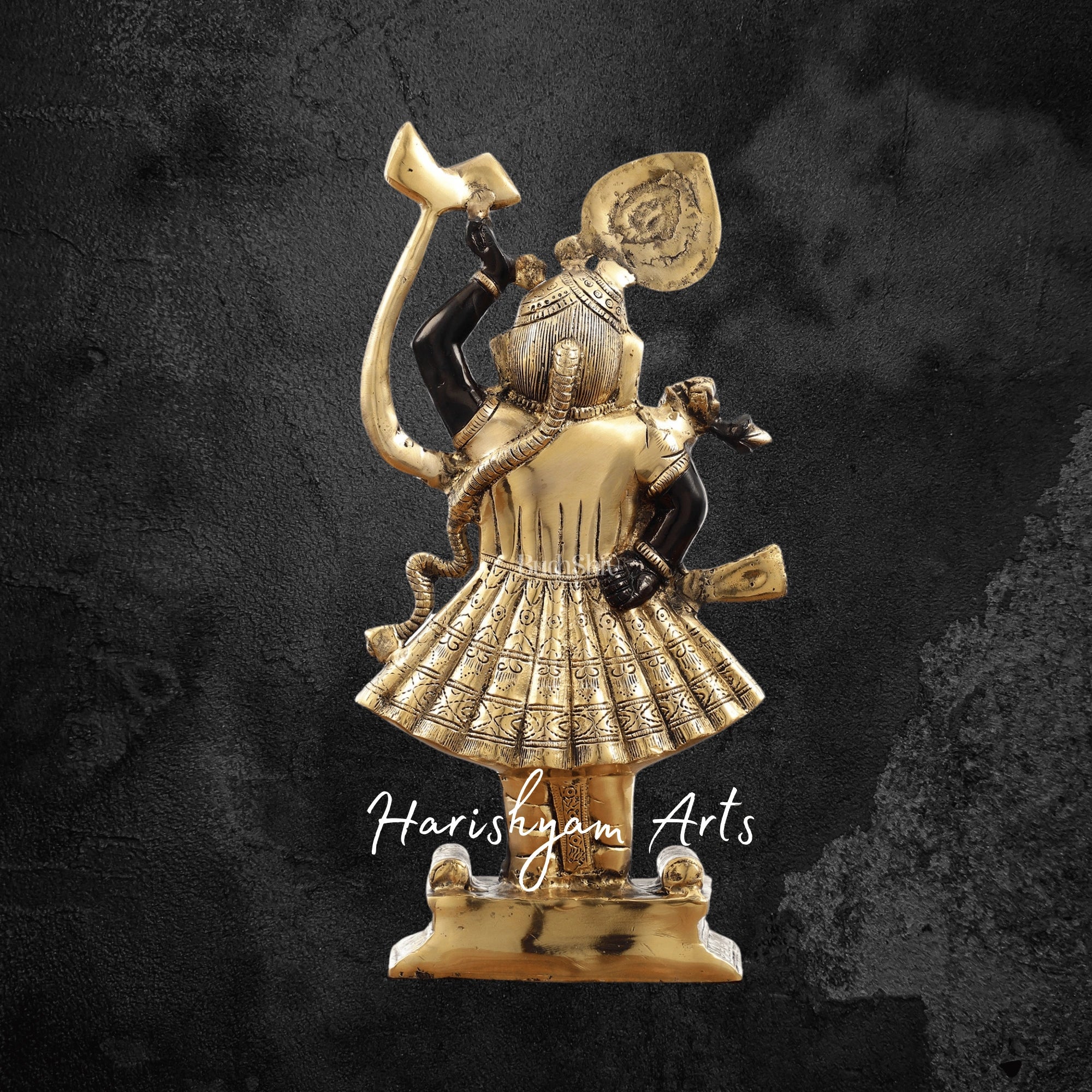 18" Handcrafted Brass Shreenath Ji Idol with Antique Gold Black Finish