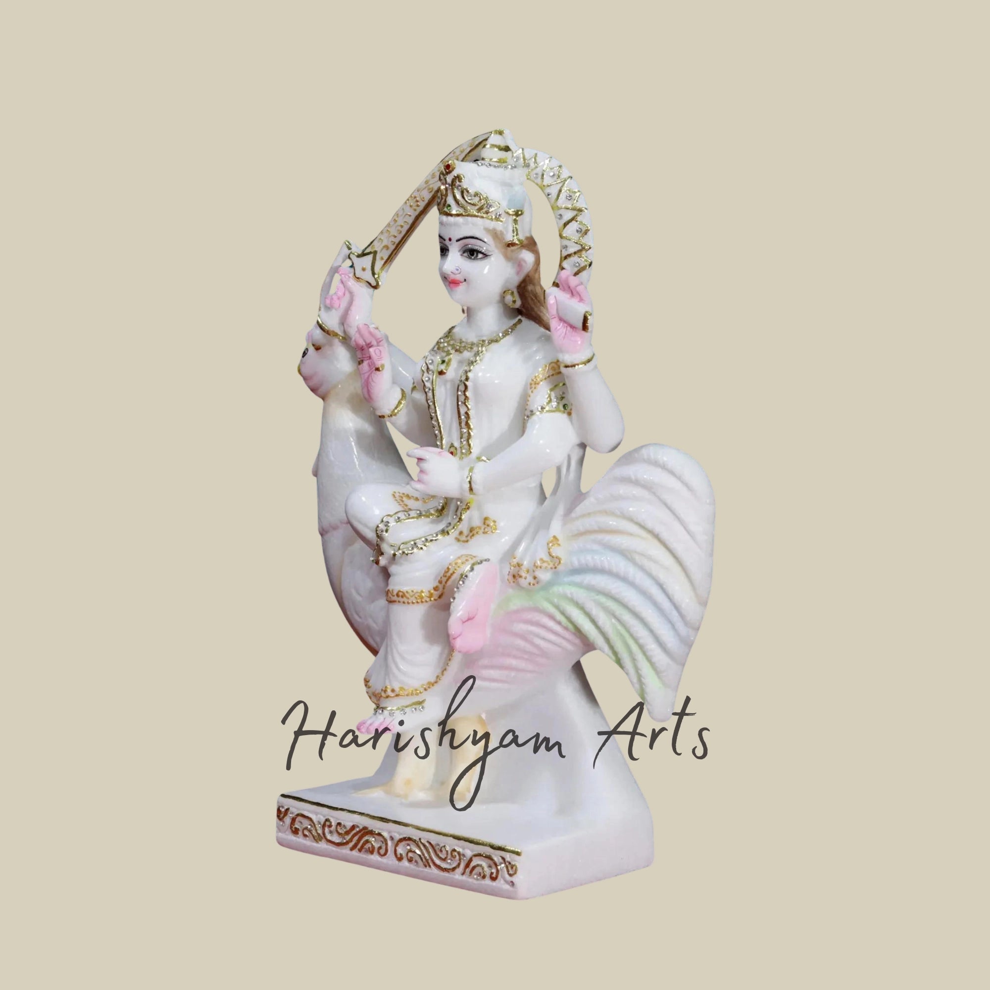 18" Bahuchar Maa statue in Makrana Marble1