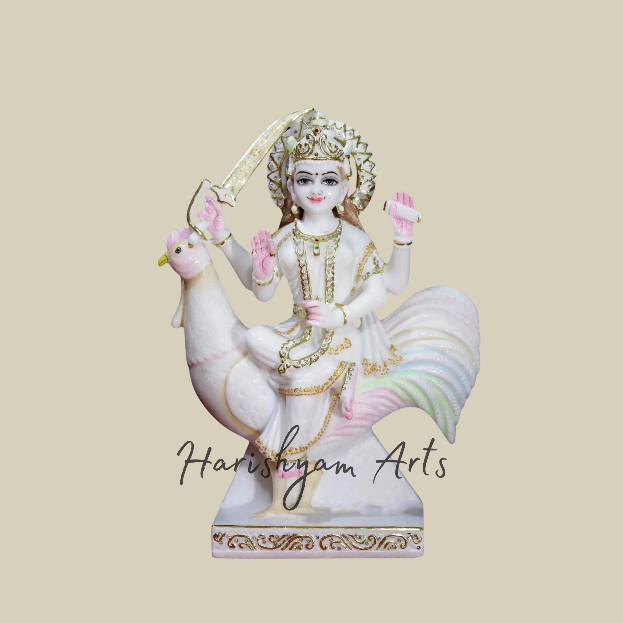 18" Bahuchar Maa statue in Makrana Marble2