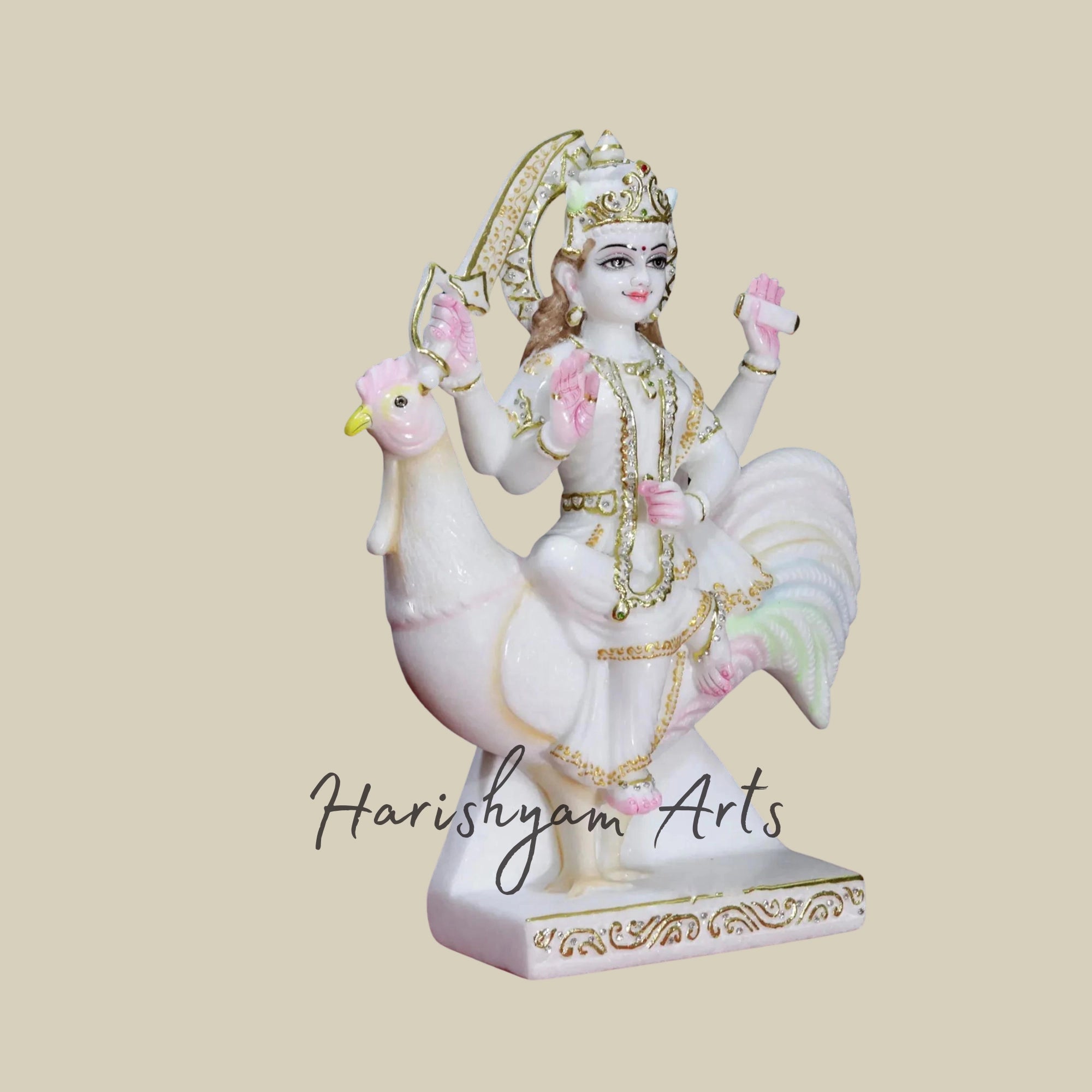 18" Bahuchar Maa statue in Makrana Marble3