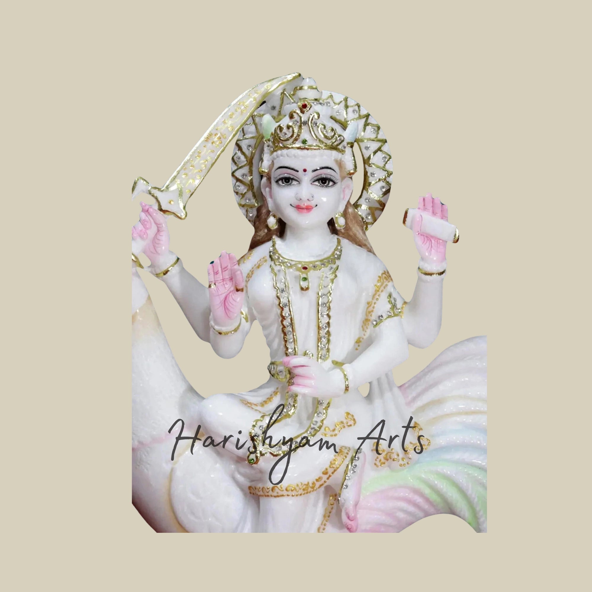 18" Bahuchar Maa statue in Makrana Marble4