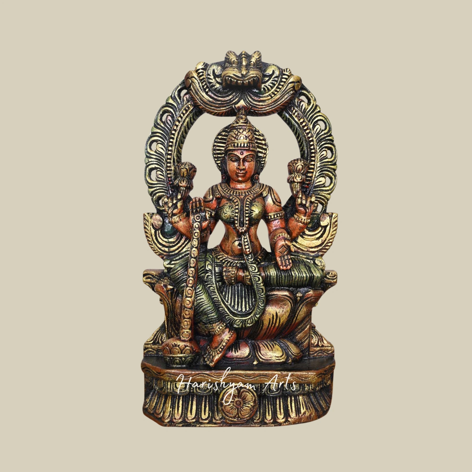 18" Lakshmi Maa Wooden Figurine for Home, Divine and Graceful2